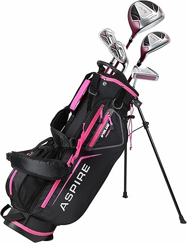 Vista 28 de Aspire X-Lite Super Performance Junior Golf Club Set - Right-Handed Kids Golf Set with Driver, Hybrid, 7 Iron, Putter, Stand Bag & Headcovers Naranja