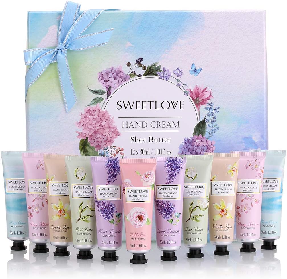 Hand Cream Gift Set, 12pc x 1floz Travel Size Hand Cream with Shea Butter, Natural Aloe, Vitamin E, Moisturizing for Dry Hand and Foot, Best Gift for Women, Mother's Day, Birthday, Christmas.