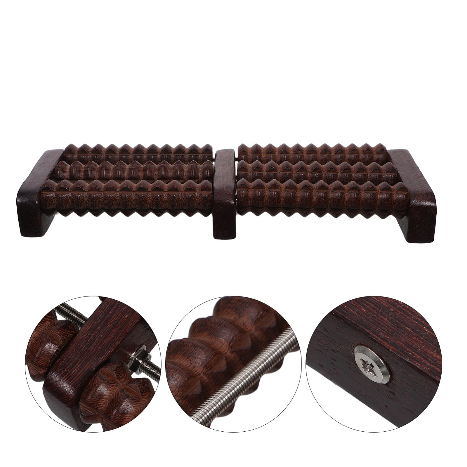 Healvian Rullo Massaggiatore per Piedi in Legno 3 File di Ruote Sagomate Massaggio Trigger Point Plantare Strumento Portatile per Sollievo Muscolare e Riflessologia Adatto per Uso a