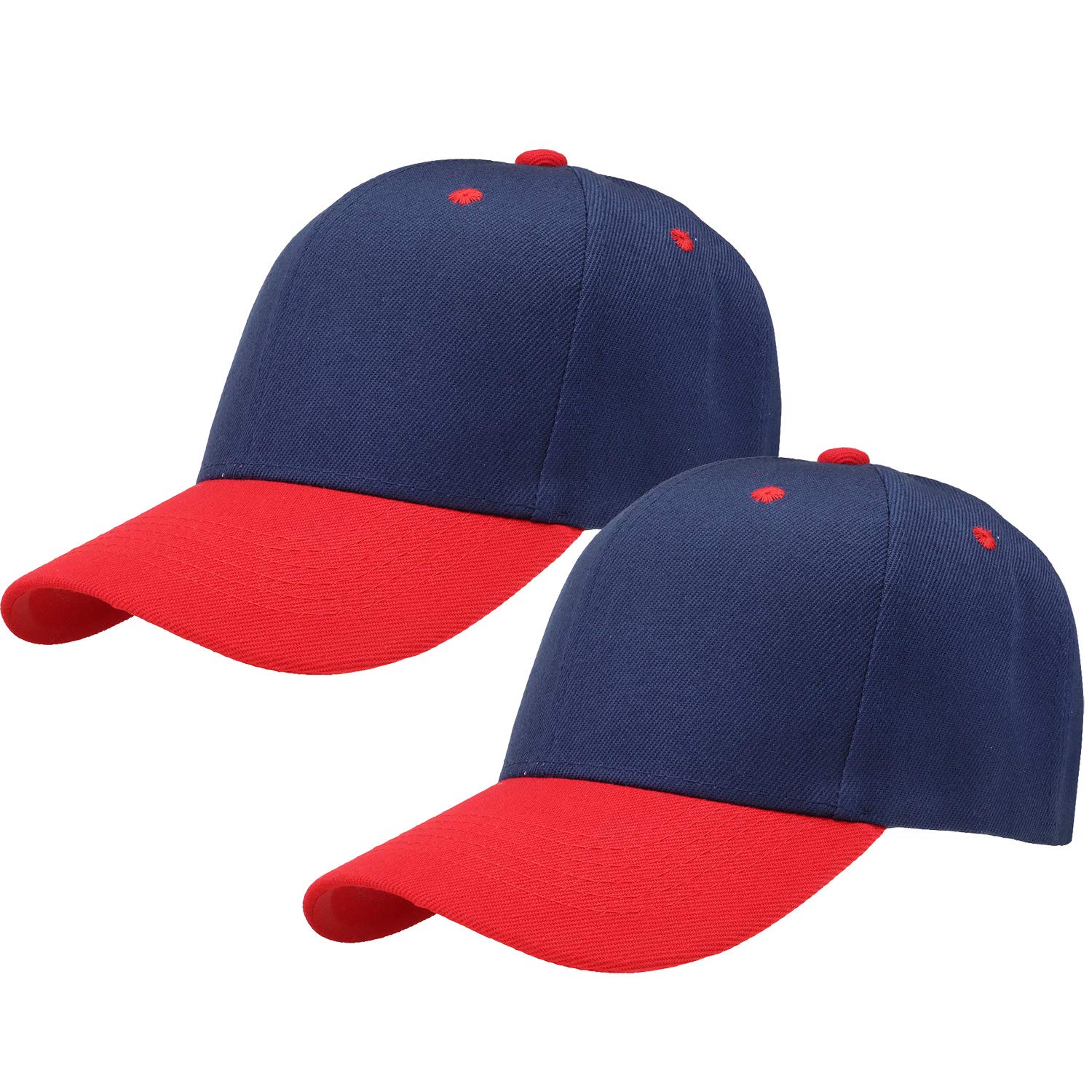 Falari Cappellino da baseball, misura regolabile, per corsa, allenamenti e attività all'aperto, per tutte le stagioni, 2 pezzi blu navy/rosso e blu navy/rosso, Taglia unica