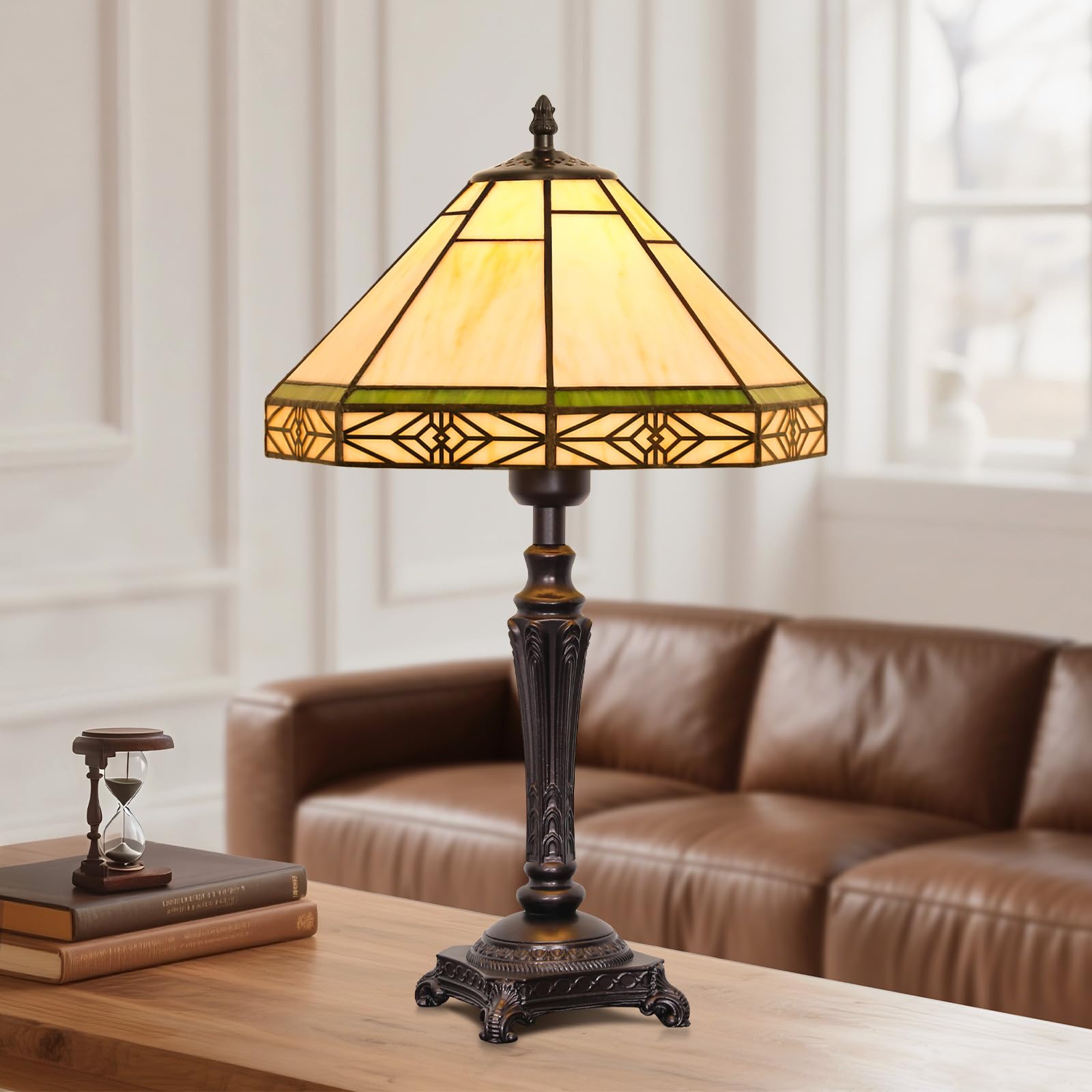 Table Lamp with Stained Glass Shade
