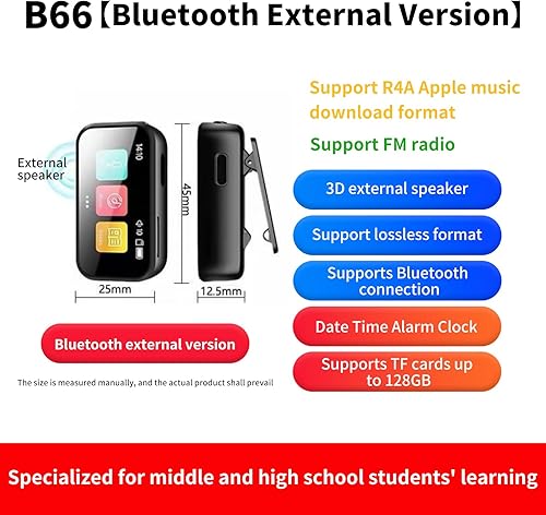 Miniatura 2 de Reproductor de MP3 con Bluetooth, reproductor de música digital portátil sin pérdidas 32G con altavoz integrado, pantalla táctil completa de 1.47