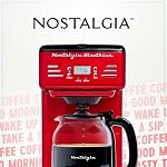 Nostalgia Cafetière programmable 12 tasses avec affichage LED, arrêt automatique & maintien au chaud, fonction pause et service, Rouge