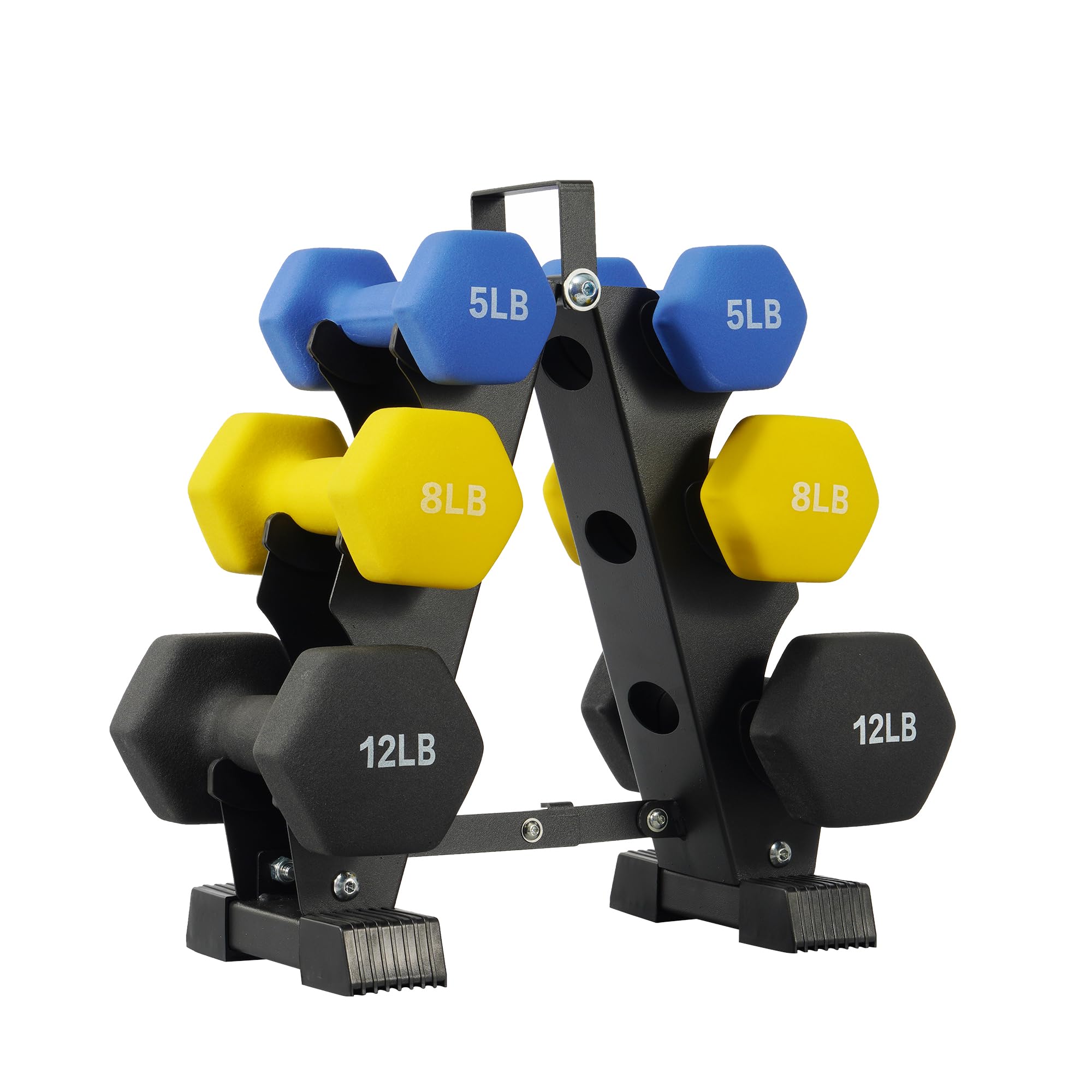 Fitvids Colored Neoprene Dumbbell Set with Rack, Multiple Weight Options, 20LBS, 32LBS, 50LBS, 56LBS Sets