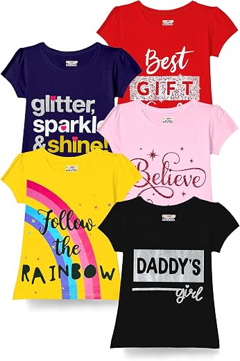 Kuchipoo Girls Half Sleeves Regular Fit Cotton T-Shirt
