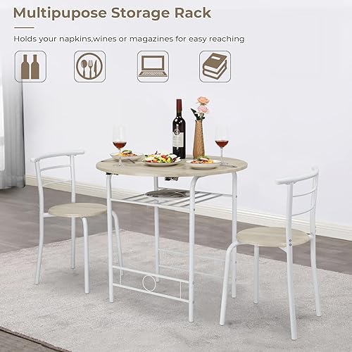 Miniatura 2 de VINGLI Mesa de comedor de 31.5 pulgadas, 3 piezas para espacio pequeño, juego de mesa de cocina pequeña para 2, mesa plegable redonda con 2 sillas