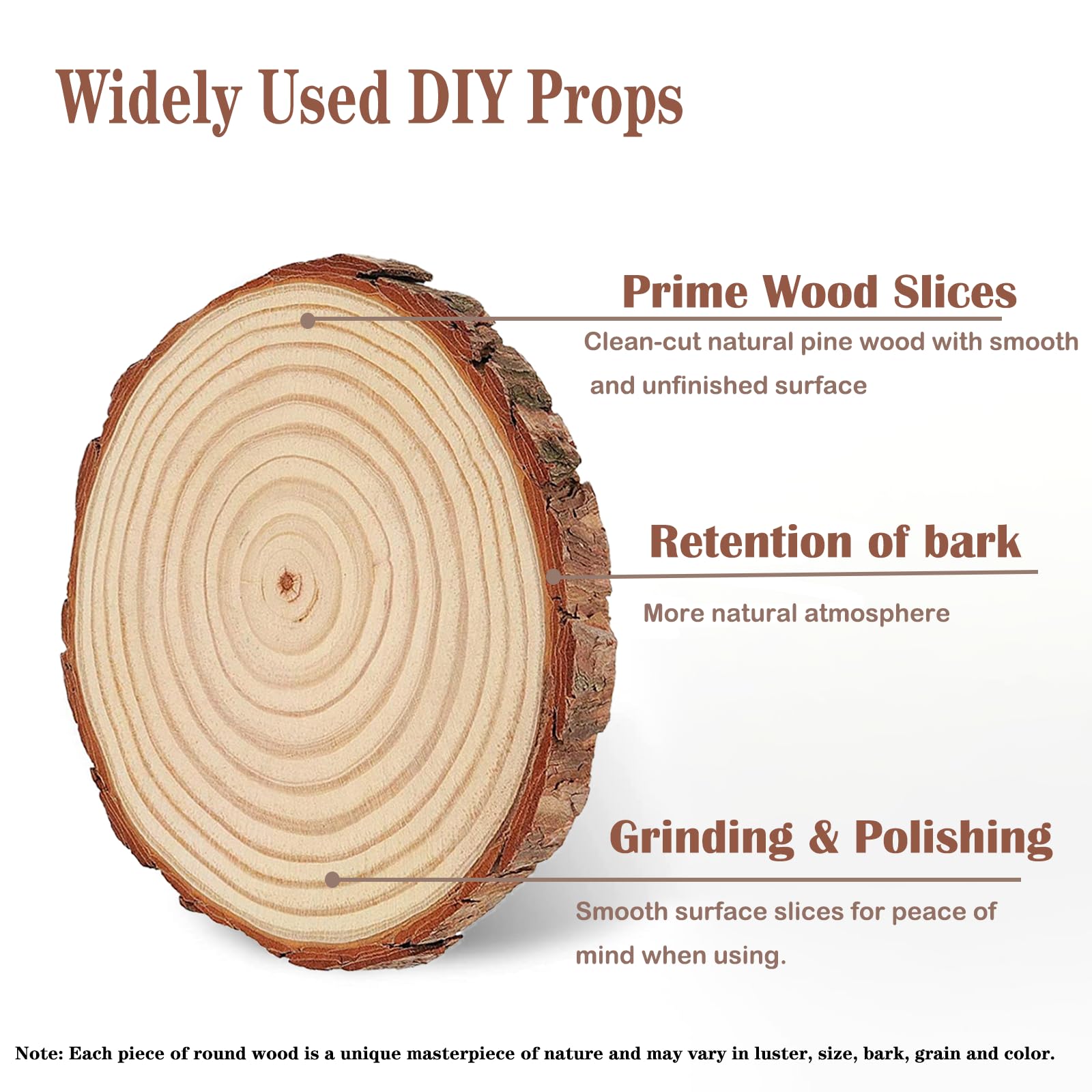 12 Rondins De Bois Naturels 14-15cm - Tranches Épaisseur 1cm - DIY Déco Mariage, Noël - Avec Ficelle Et Vis