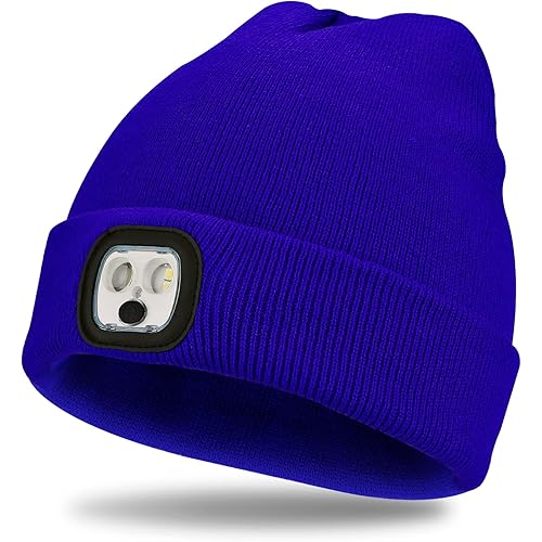 APARAJITHA LED Beanie Hat with Light for Men, Stocking Stuffers for Headlamp Cap and Winter Knit, Gift for Dad, Father