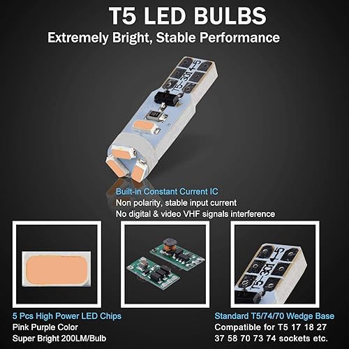 Miniatura 10 de BRISHINE Bombillas LED T5 37 74 2721 xenón blanco con enchufe de bloqueo giratorio, Canbus PC74 PC37 882 Panel de instrumentos de luces indicador de