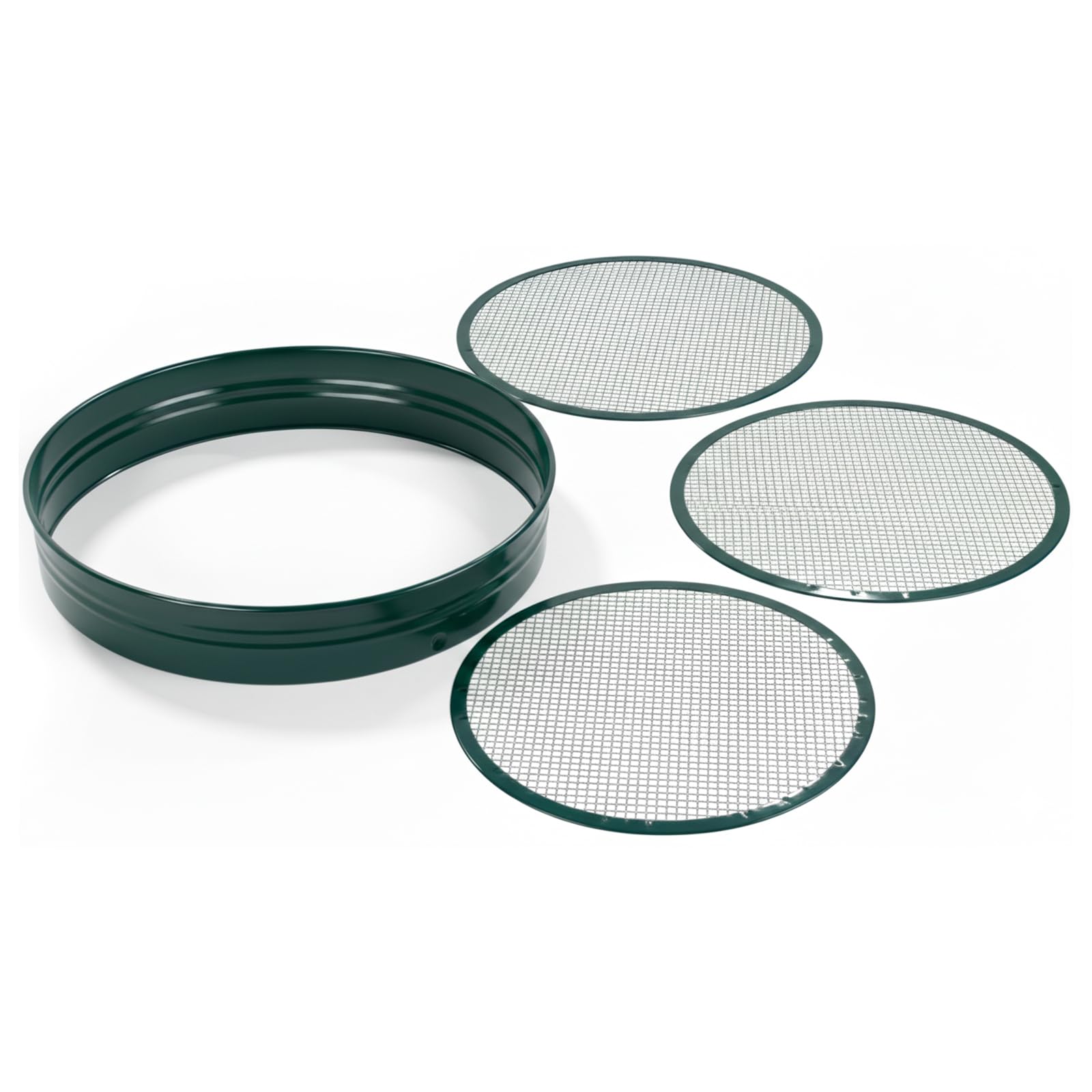 Flatro Garden Sieve for Soil and Stone | Powder Coated Steel Frame Garden Riddle with 3 Interchangeable Mesh Inserts (6.3mm, 9.5mm, 12.7mm) | Garden Compost Soil Sifter (All in One)