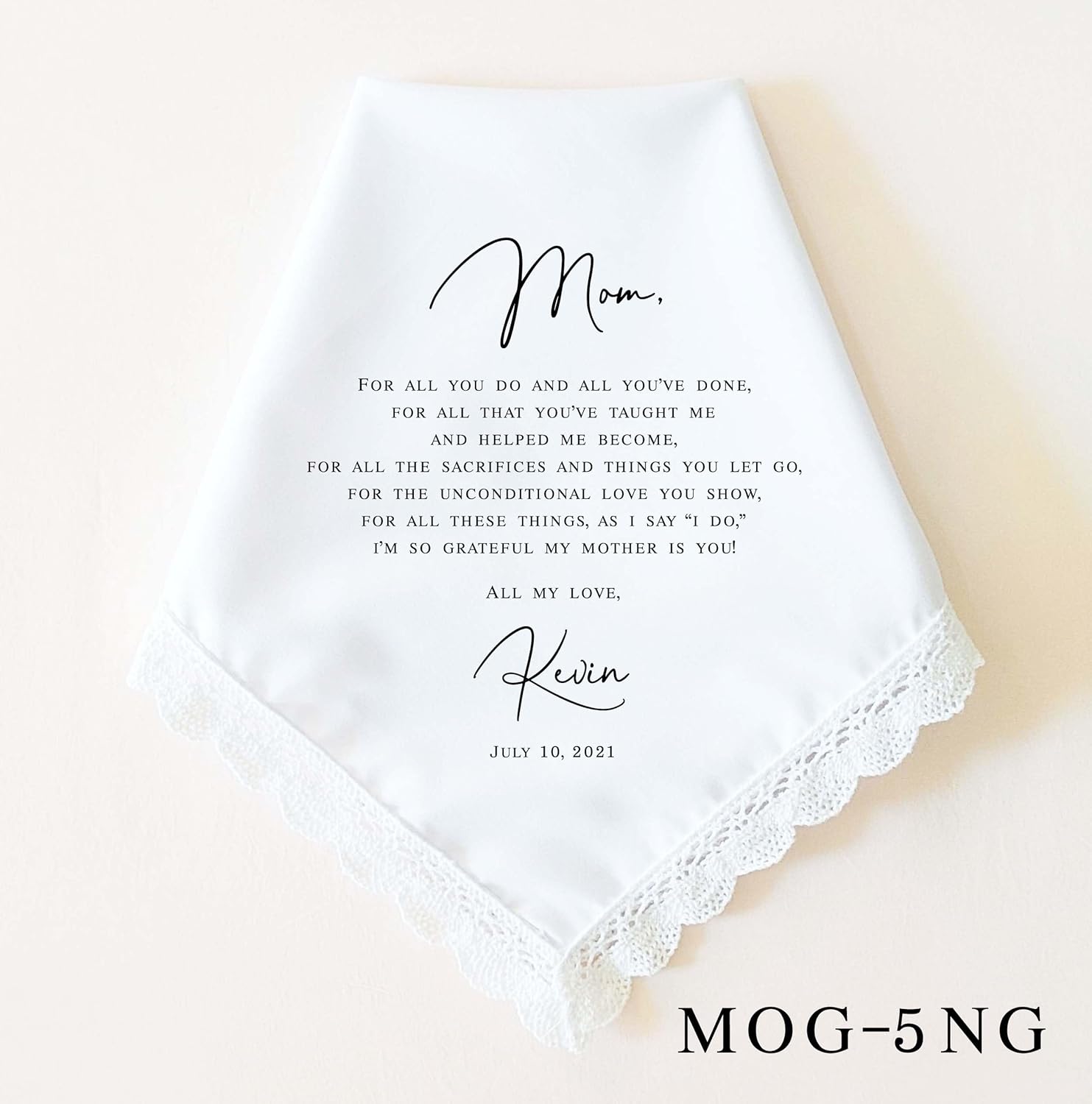 Mother of the Groom Gift from Son | Personalized Wedding Handkerchief | Wedding Gift for Mom from Son, from Groom - Image 6