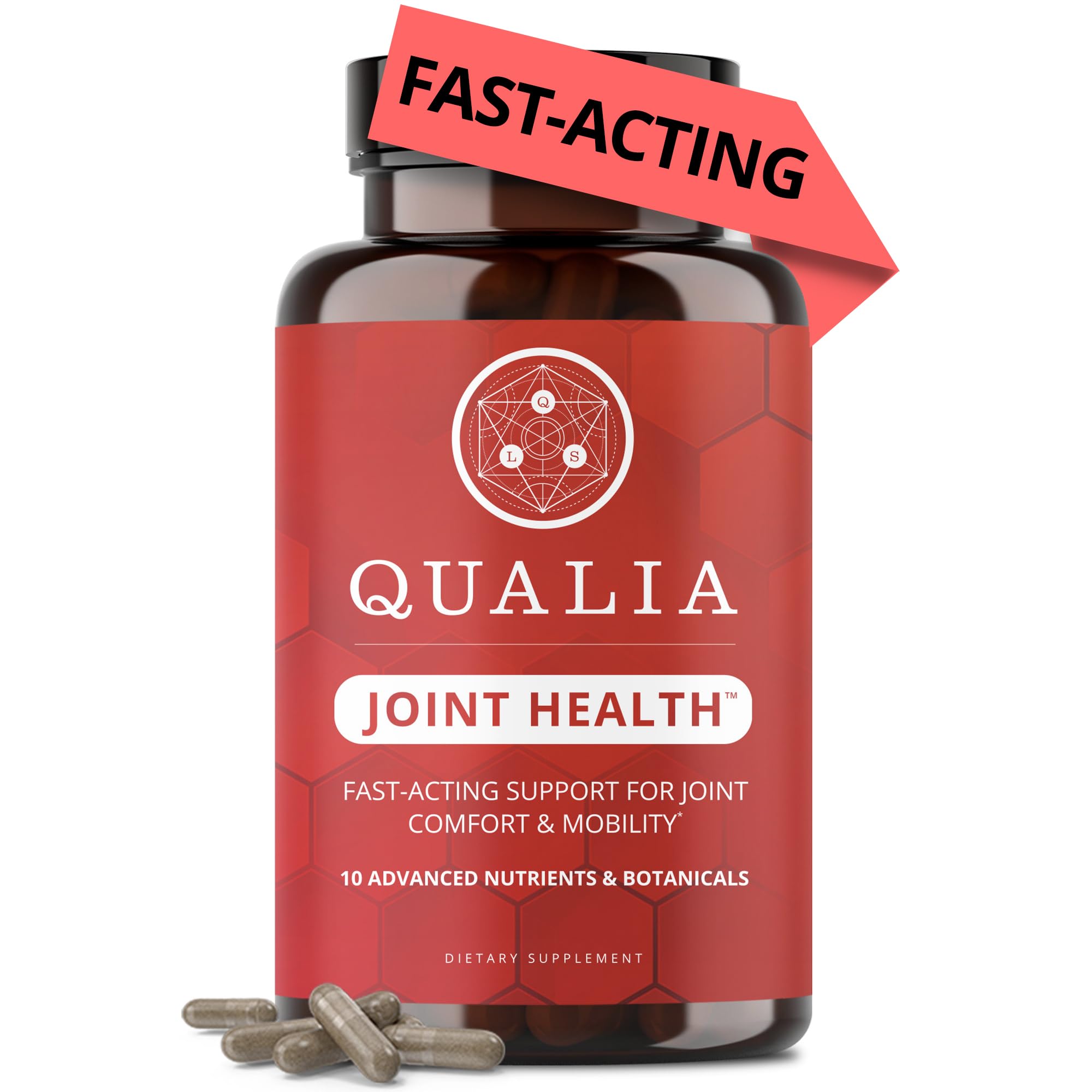 Qualia Joint Health 10 Advanced Joint Health nutrients: denatured Collagen, boswellia, tumeric, Boron, Ginger, L-carnitine. Cartilage Health, Tendon Strength, Healthy Joint Aging (1 Month Supply)
