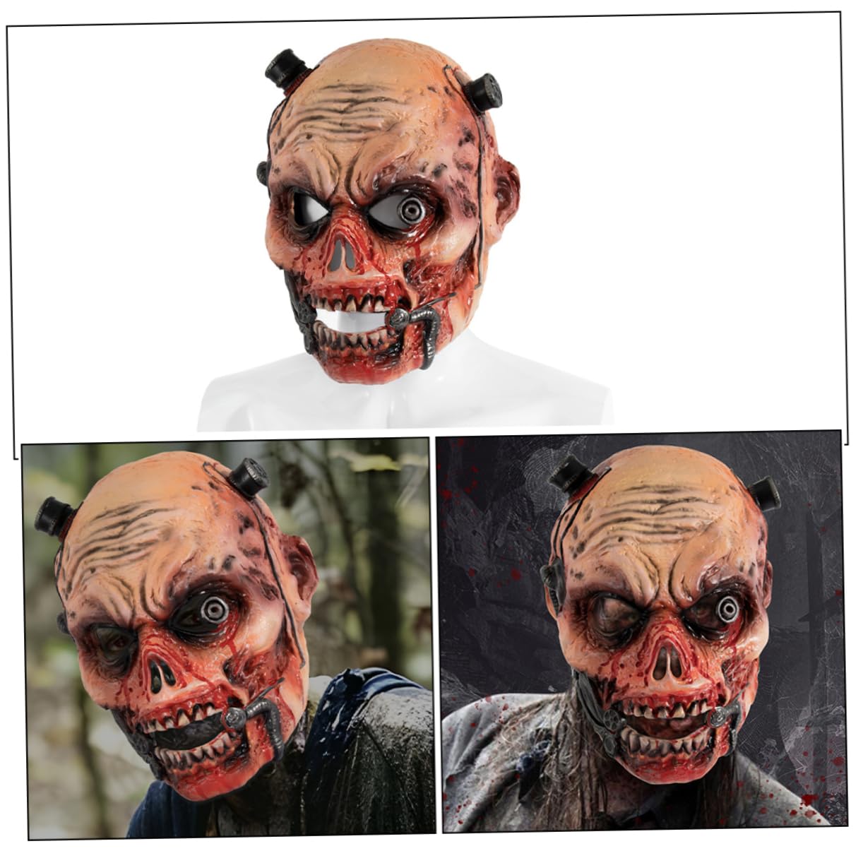 Maschera da Zombi Infetto per Halloween Maschere Spaventose in Rp per Adulti e Ragazza Accessorio Realistico per Feste Cosplay e Decorazioni Horror