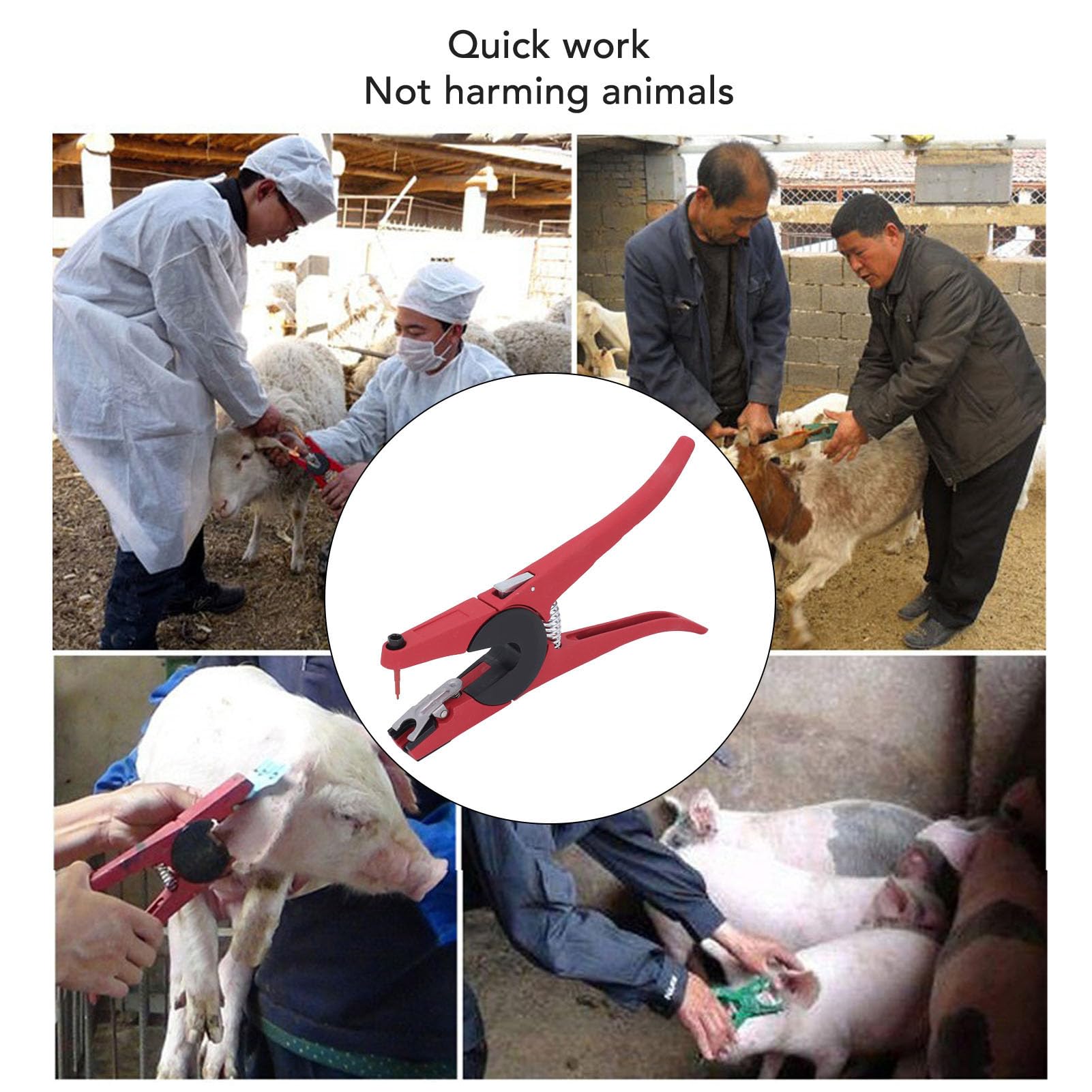 MRKU Pinza per Marchi Auricolari, Strumento di etichettatura per Bestiame Senza Fili per bovini, Ovini, suini, applicatore Resistente con meccanismo a Molla per Animali, capre per Agricoltori