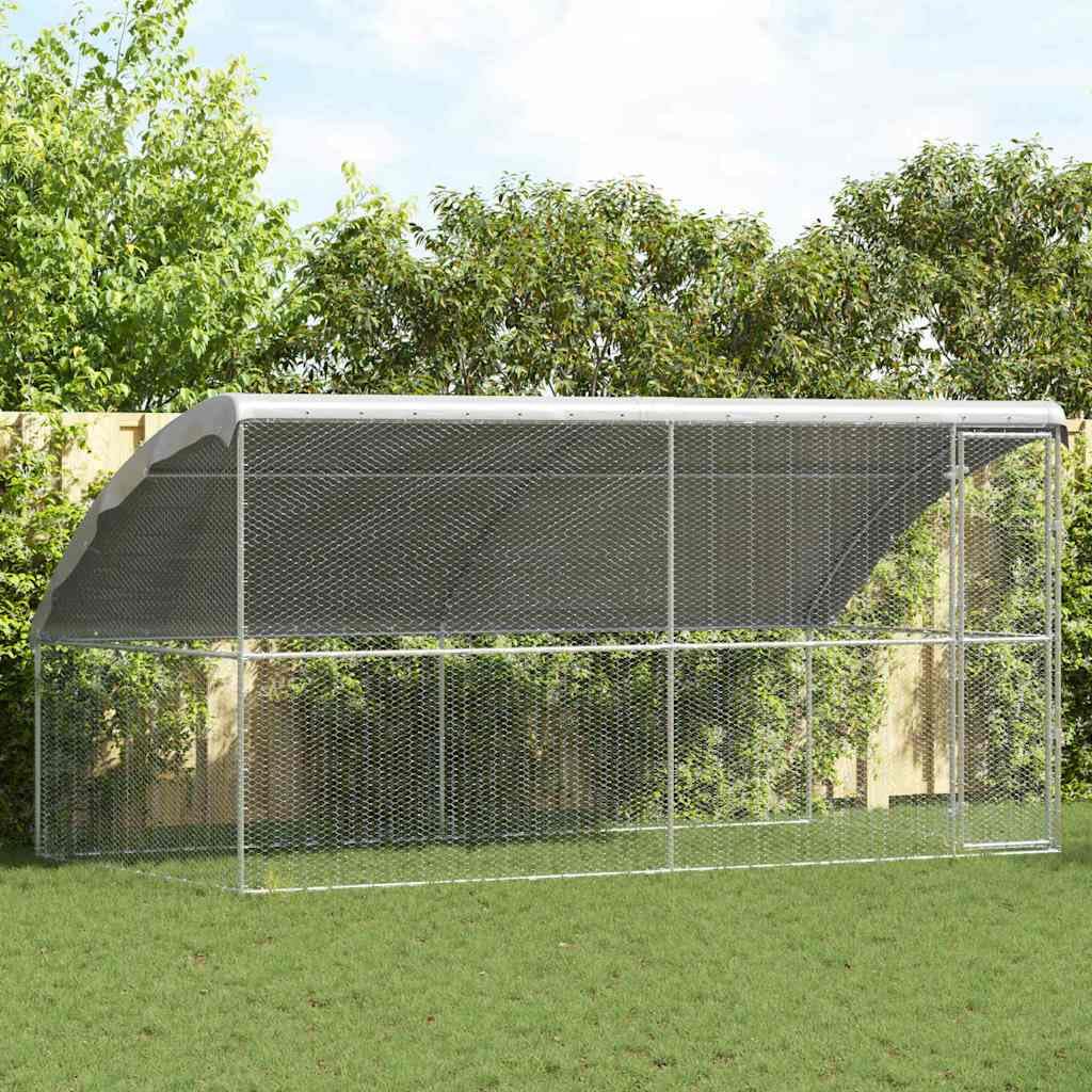 Jaula para gallinas, 2 unidades, plateada, 400 x 200 x 200 cm, acero galvanizado, jaula para gallinas, gallinas, conejos, gansos, palomas y codornices