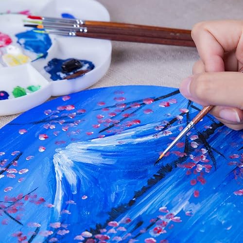 Miniatura 3 de Transon Pinceles de pintura para detalles pequeños, 7 piezas para pintura de modelos, acrílico, gouache, aceite, témpera y pintura facial