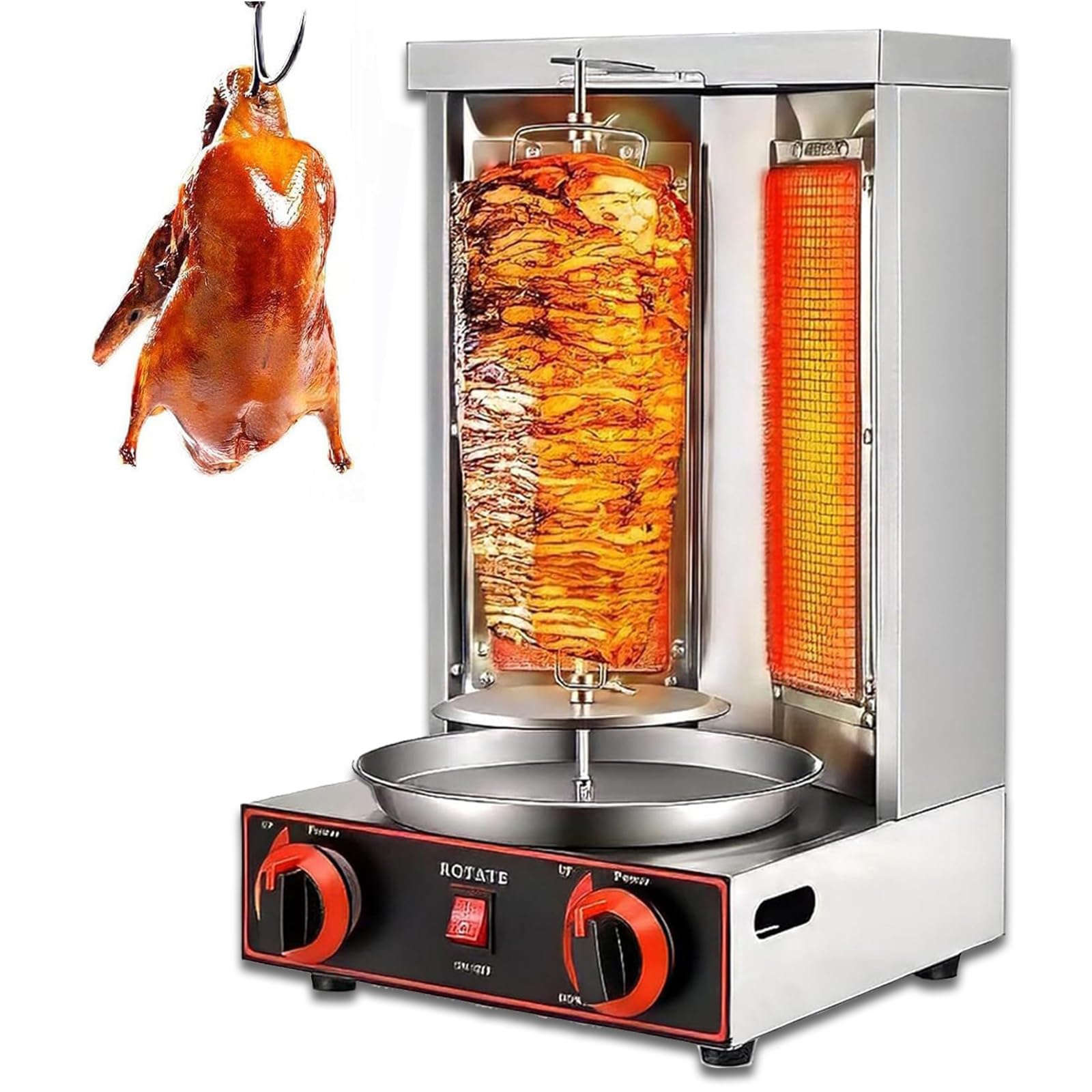 Máquina Vertical para Kebab, Parrilla de Kebab con rotación automática, Horno asador a Gas, para Uso Comercial y doméstico