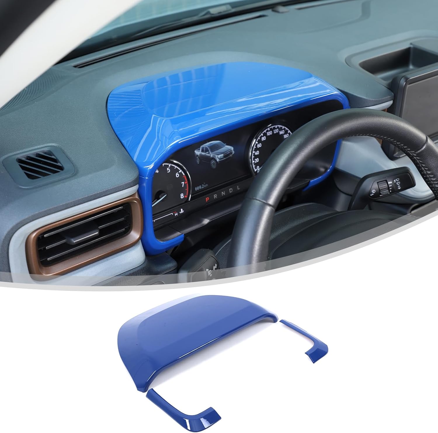 Daeiclru Car Center Console Dashboard Cover Trim Compatible with Ford Maverick 2022-2025, Dash Panel Trim Cover Instrument Panel Trim Cover Interior Accessories (Blue)