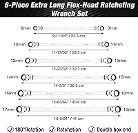 Vista 2 de DURATECH Juego de llaves de trinquete extralargas de cabeza flexible de 11 piezas, métricas y SAE