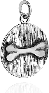 Dog Bone Pendant - Sterling Silver 925. - Round Charm Pet Dogs Love Animal Â - Jewelry Making DIY Crafting Charm Beads for Bracelets