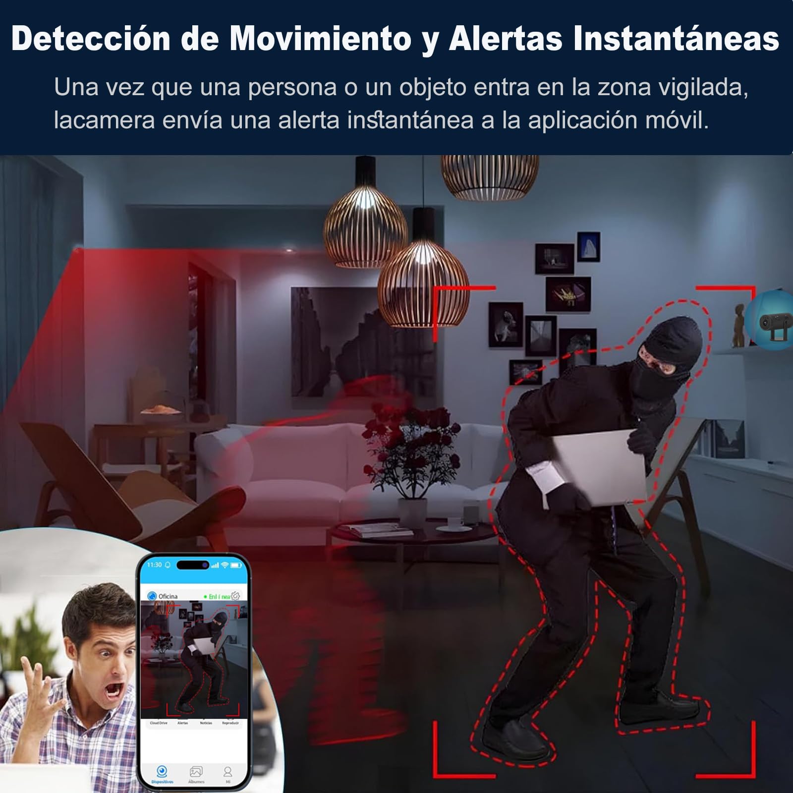 Genérico Mini Camara Oculta 1080P HD WiFi Camaras de Vigilancia sin Cables Camara Seguridad Vigilancia Cámara,con Batería de 12h,para Ver En El Movil Interior CAM con Detección de Movimiento (XS)