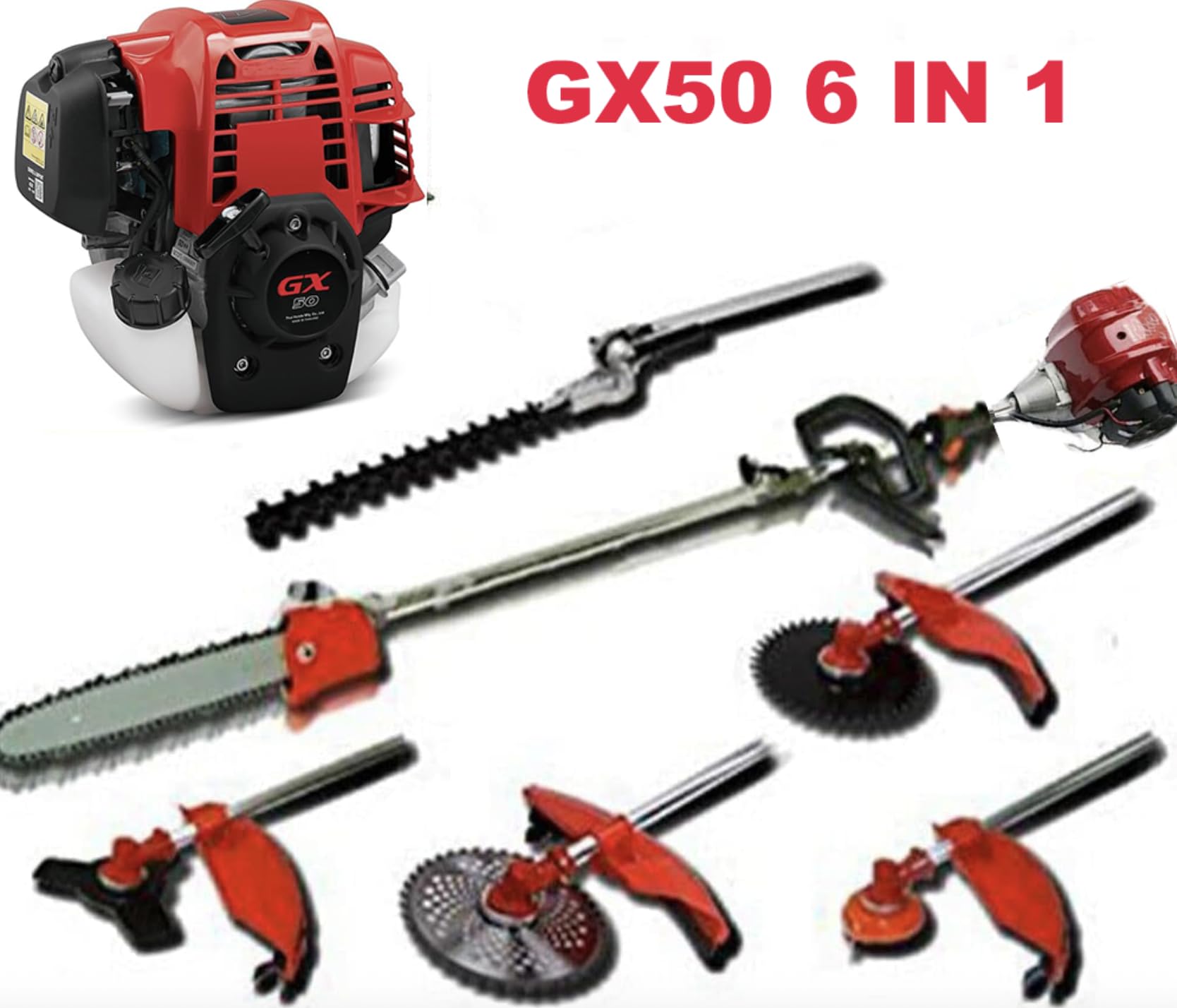 Gx35 - Desbrozadora 6 en 1, cortasetos de gasolina, herramienta de jardín
