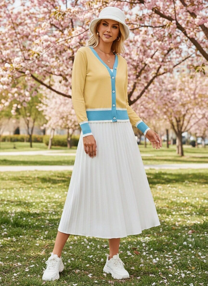 GRACE KARIN Cardigan Sweaters for Women Lightweight Long Sleeve Cropped Cardigan Spring Summer Fashion Clothing Outfits Shrug - Image 3