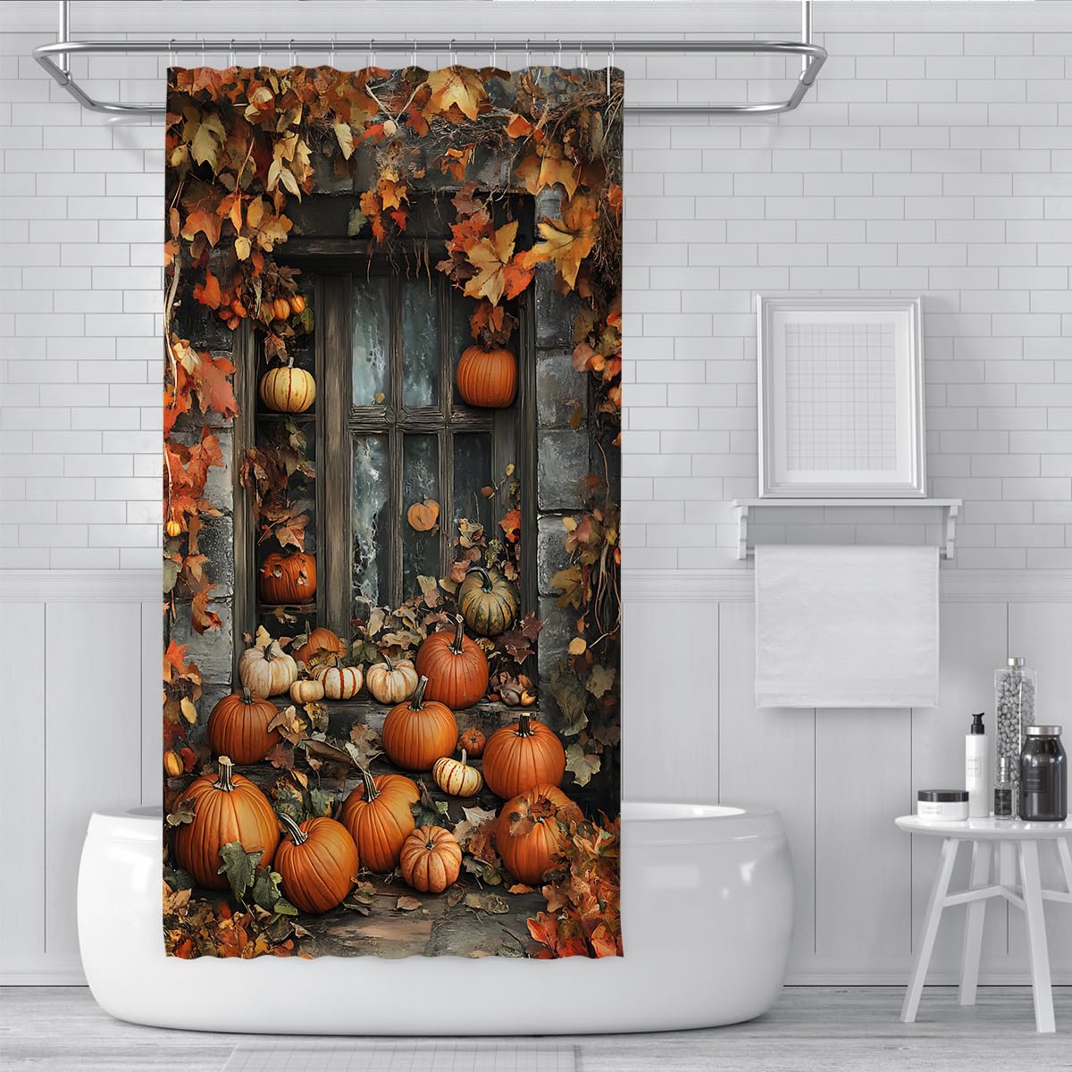 Cortina de Ducha Calabaza Otoño Hojas Arce Deko 200x200cm