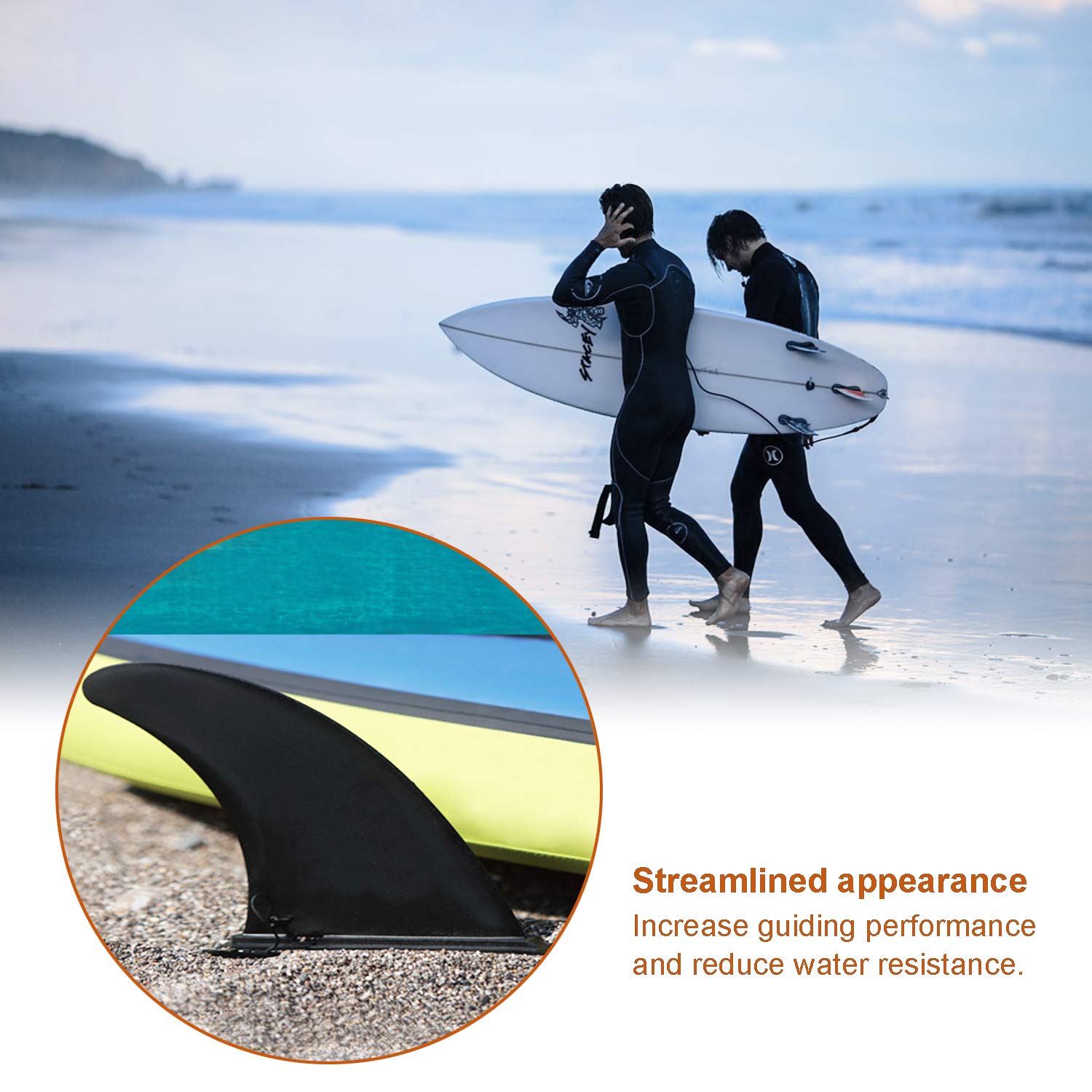 Quillas Surf,Aleta Tabla Paddle Surf,Sup Quilla Central Desmontable para Surfboard,Longboard,Stand Up Paddlboards