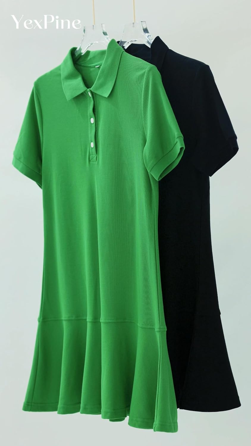 Polo Dress for Women Short Sleeve Ruffle Hem Golf Tennis Summer Mini Dresses - Image 3