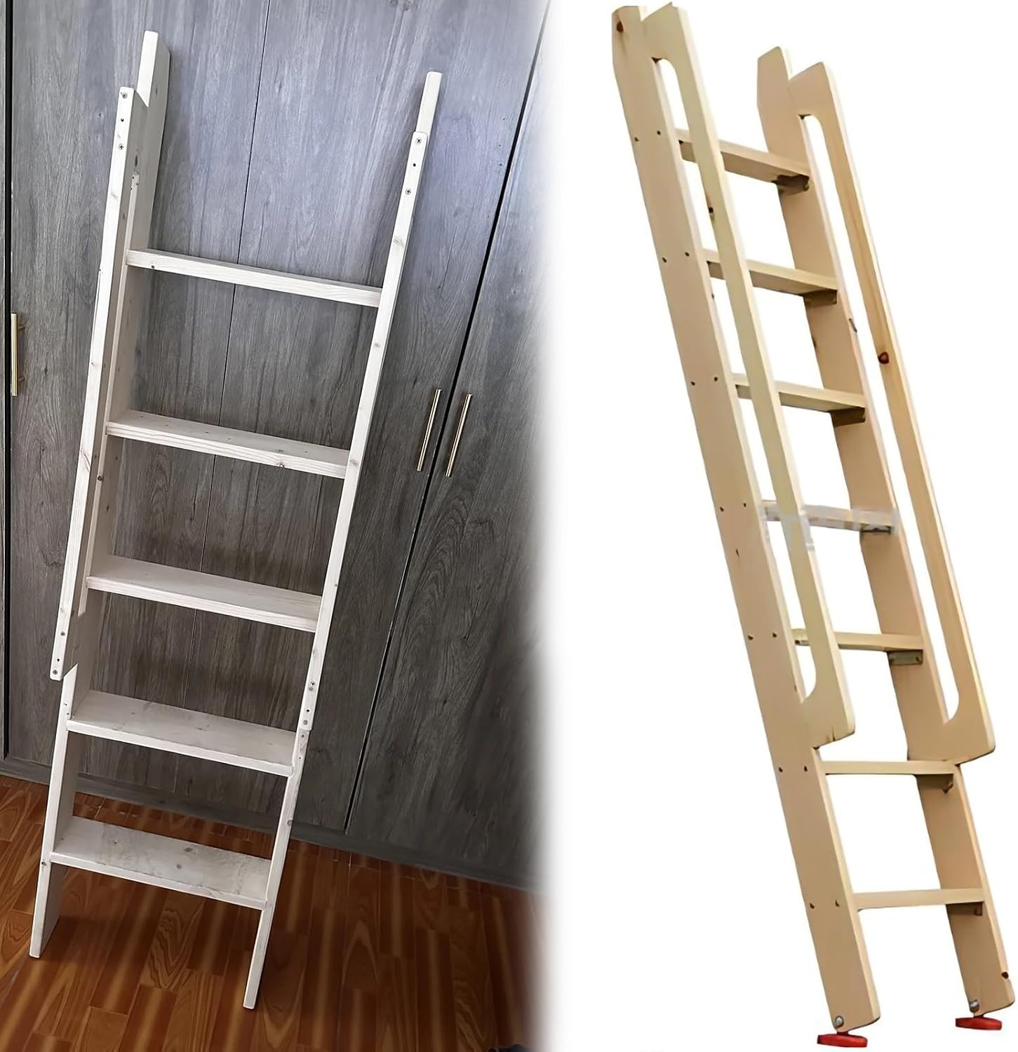 Heavy Duty Bunk Bed Ladder with J Hooks and Steps Rung for Dorm, Loft, Library, Camper, RV, and Travel Trailers