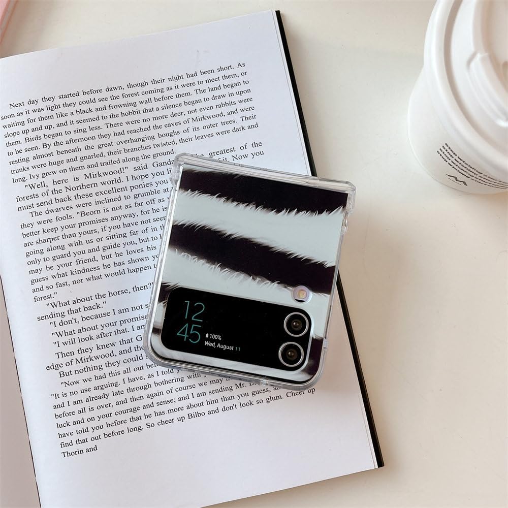 Funda de Lujo con Rayas de Cebra para Samsung Z Flip 4 Z Flip3 para Samsung W23 FILP Funda rígida Ultrafina para Galaxy Z Flip 3 Z Flip4, BanMaWen, para Samsung Z Flip 4
