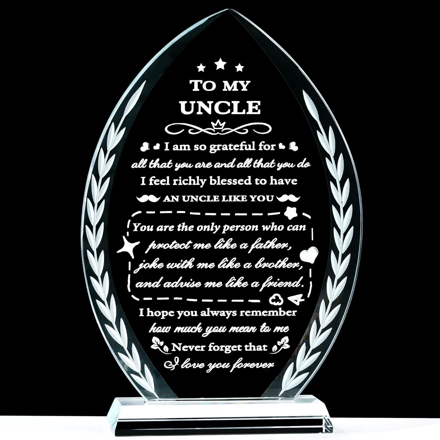 YWHL Best Uncle Birthday Gifts from Niece Nephew, Christmas Gifts for Uncle Who Have Everything, To My Uncle Crystal Keepsake Gift on Fathers Day Thanksgiving Day