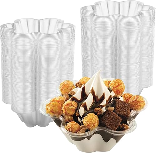 Paquete de 200 tazones de plástico para helado de 8.5 onzas, cuencos de plástico transparente para postre para helado, aperitivos, frutas, ensalada,