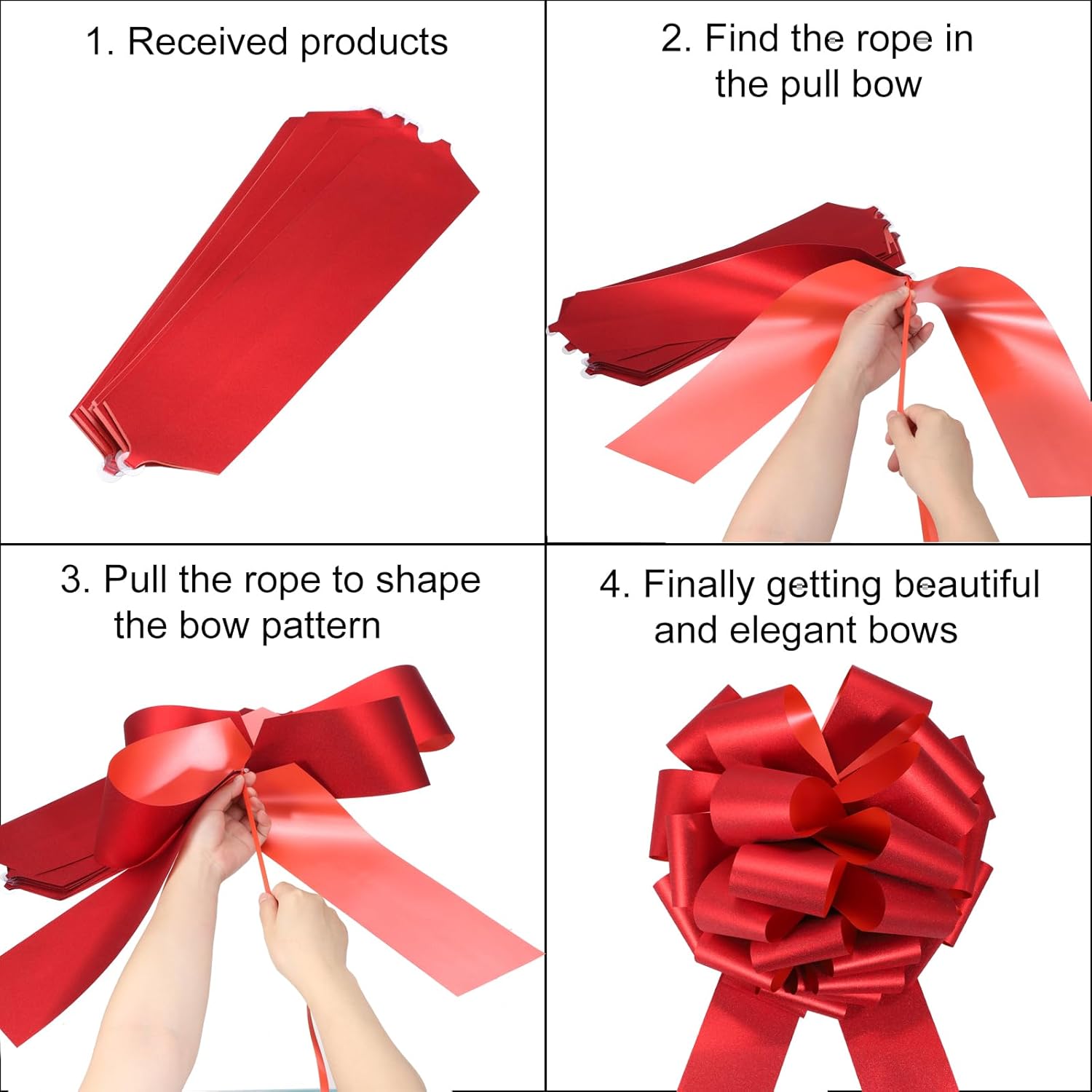 uxcell 12 Inch Large Pull Bow Glitter Gift Wrapping Big Pull Bows Ribbon Silver for Wedding Baskets Presents Christmas Party - Image 3