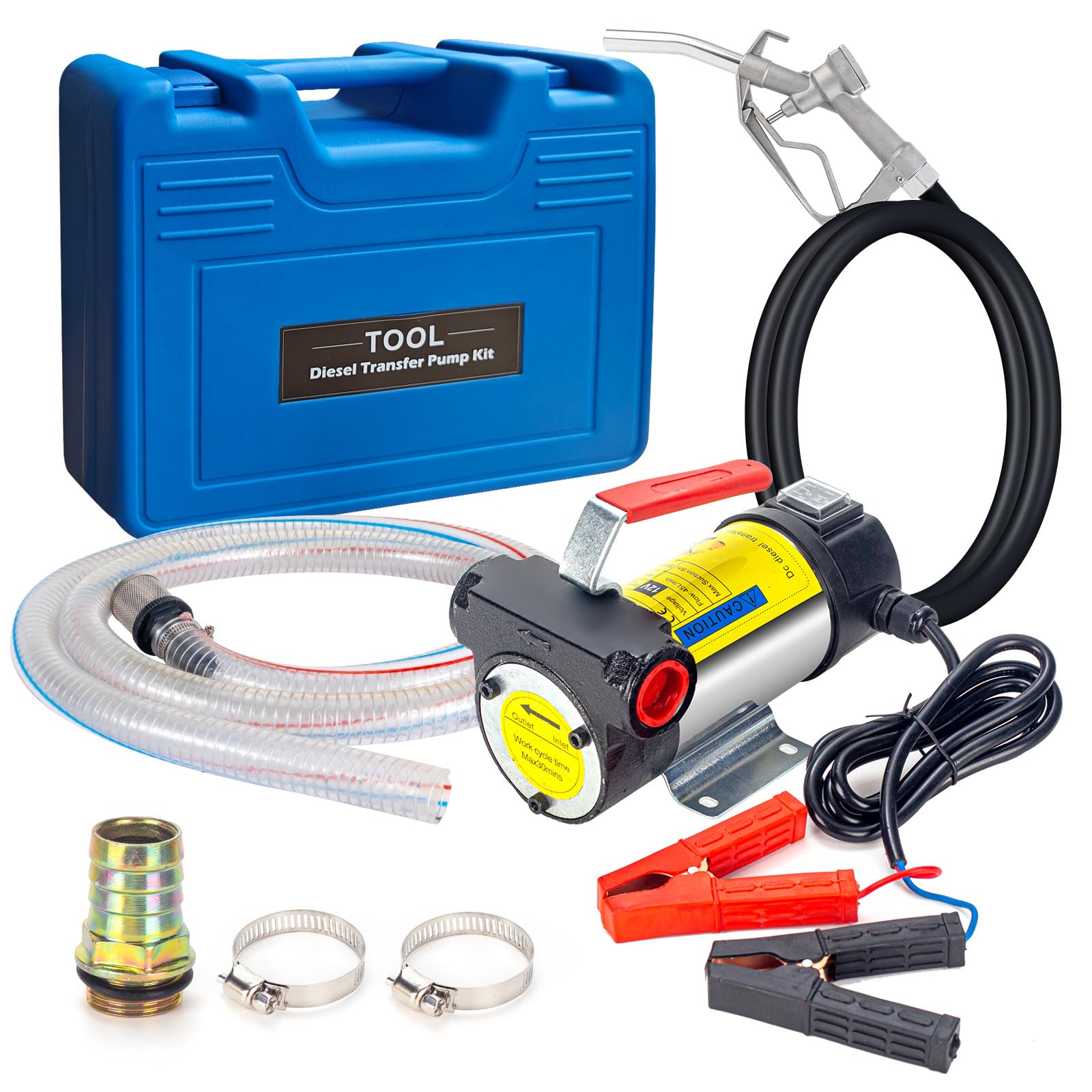 12V 175W Diesel Umfüllpumpe 45L/Min Elektrische Kraftstoff Umfüllpumpe mit Düse & Schlauch für Diesel, Kerosi