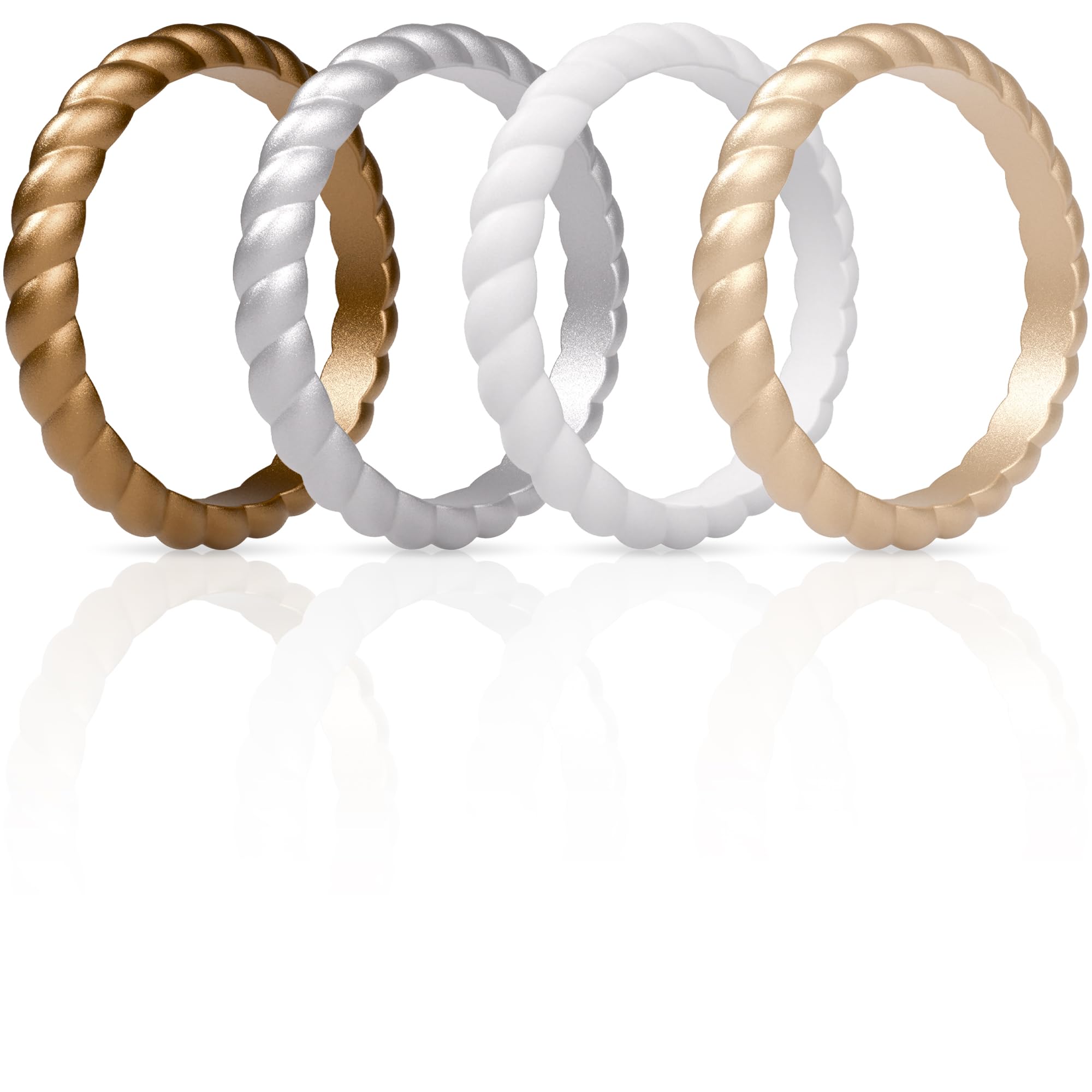 Silicone Wedding Bands for Women, Breathable Printed Design - 5.5mm Width 1.8mm Thick