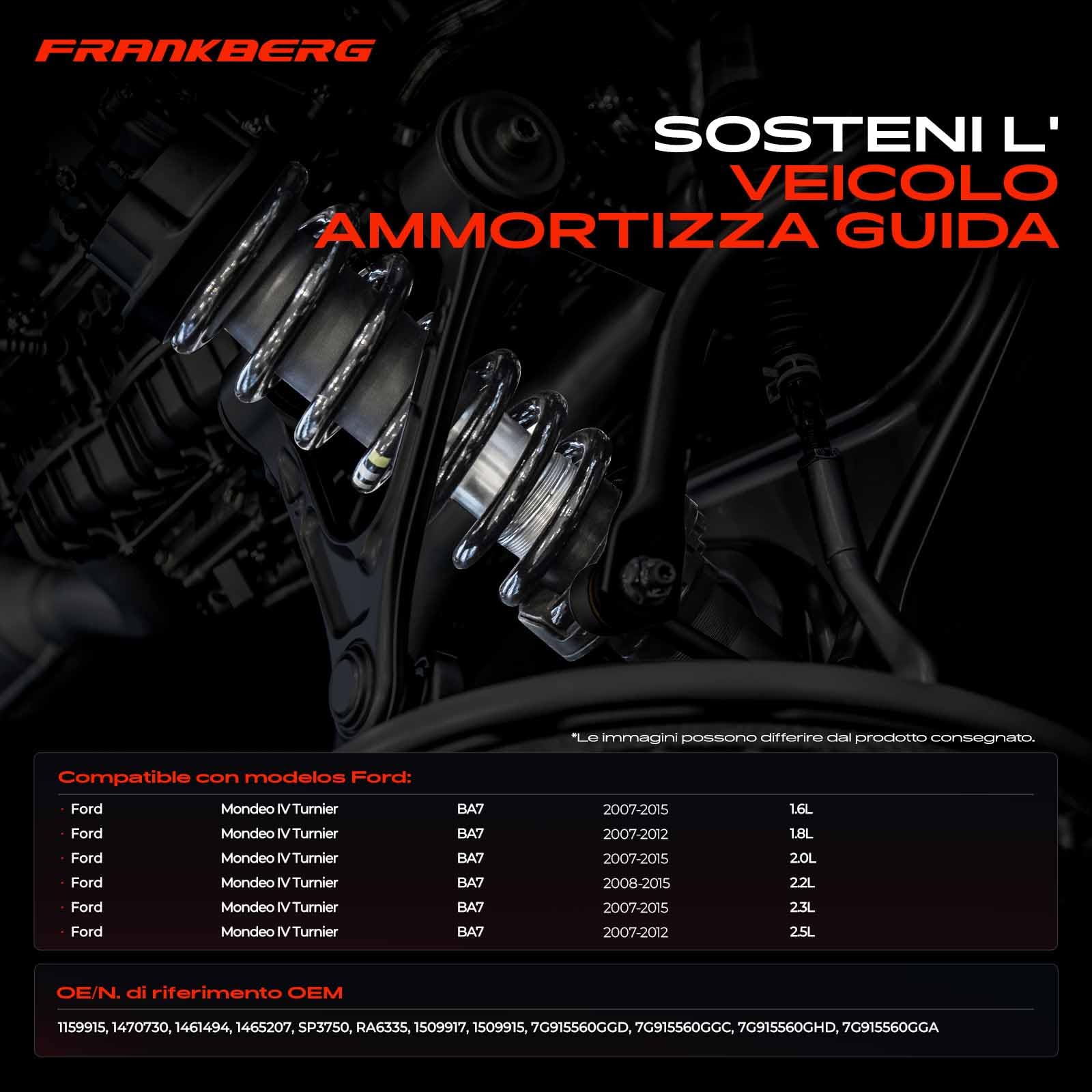 Frankberg 2 molle per sospensioni assale posteriore 7G915560GGD | Compatibile con: Mondeo IV Turnier BA7