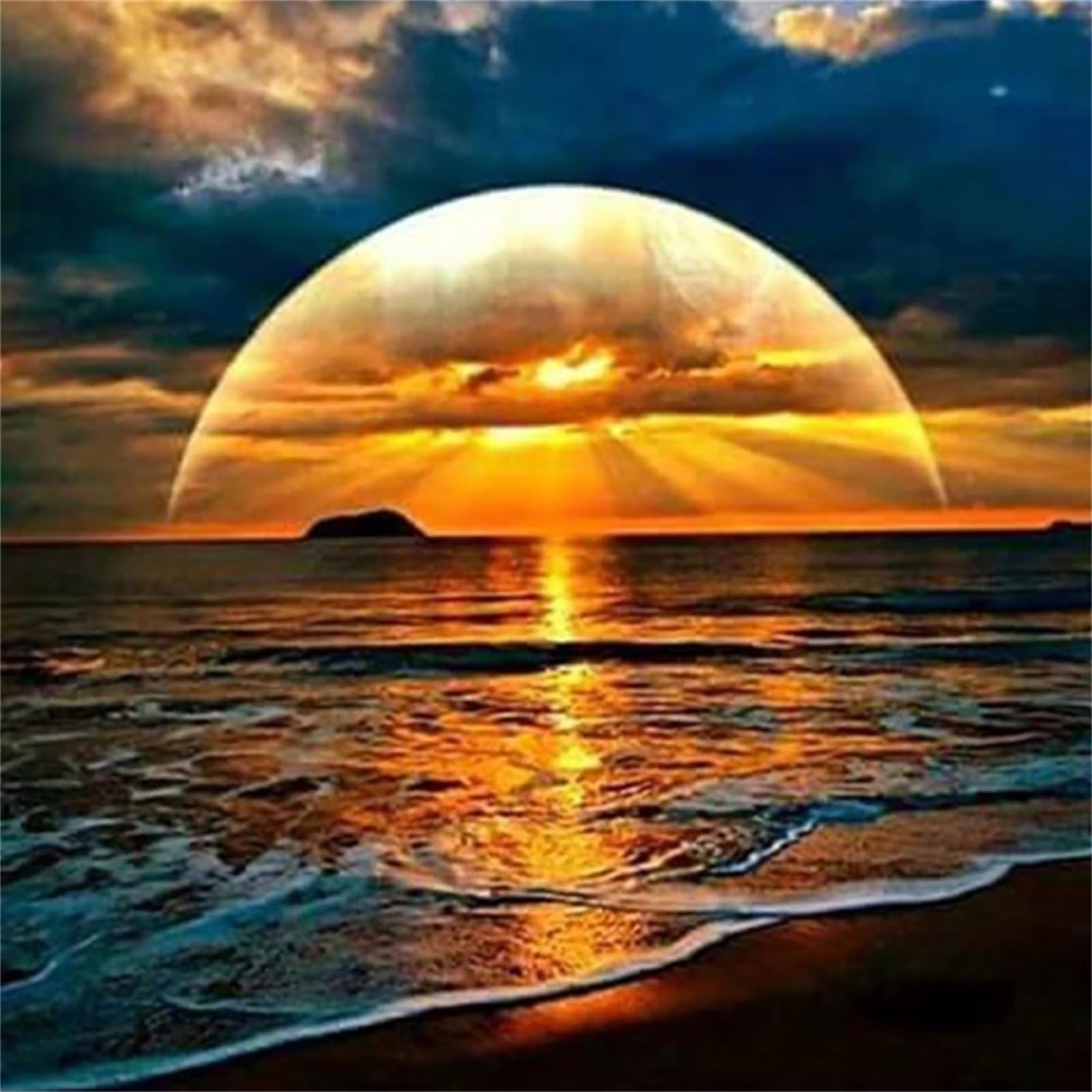 Zeyevan Fai Da Te Kit Diamond Painting Completo Ponte Al Tramonto, Pittura Diamante 5D Kit Spiaggia Ricamo a Punto Croce Con, Decorazione in Tela Decorazione Da Parete 30x40 cm