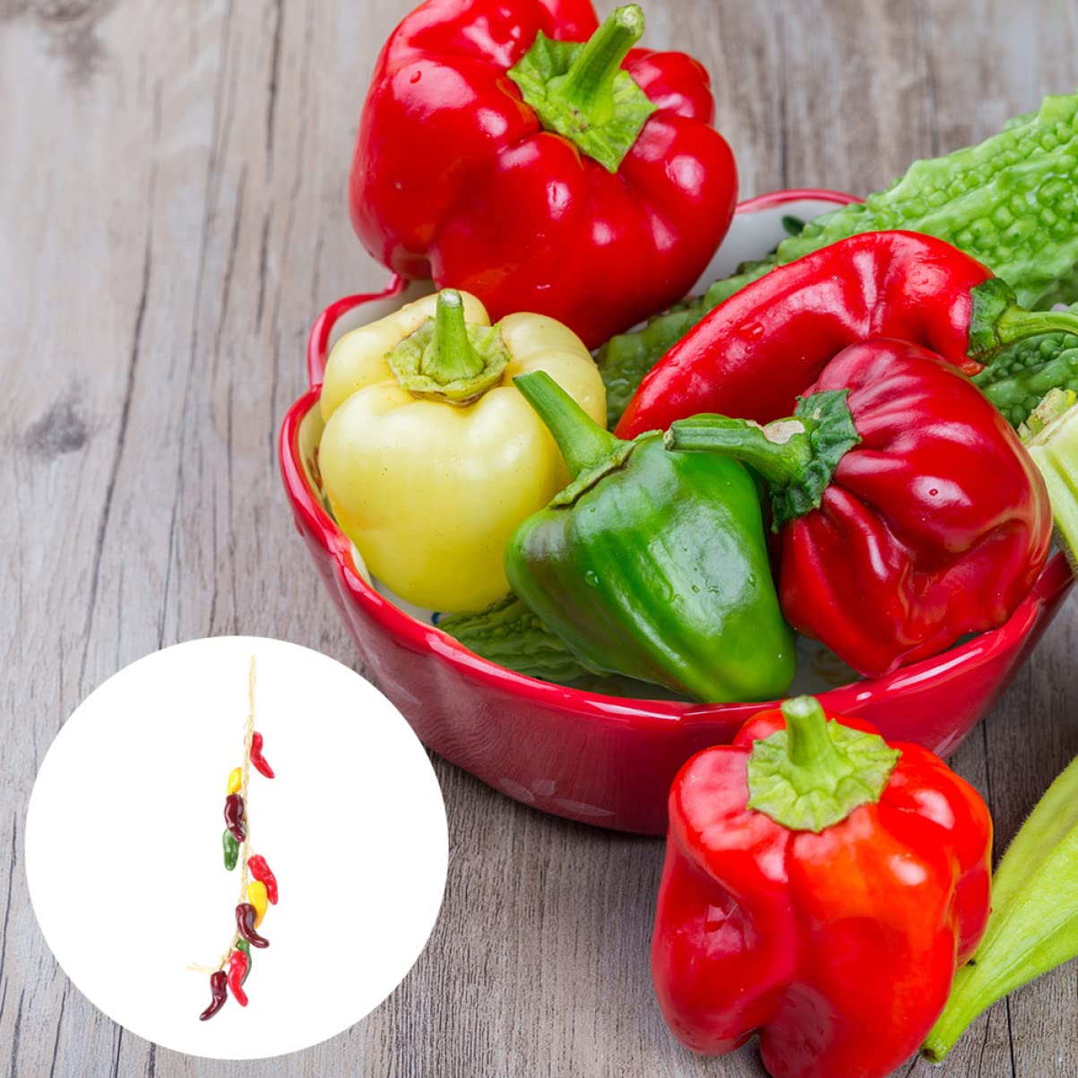 Lot De 5 Guirlandes Piments Rouges Artificiels – Décoration Fausse Poivrons Pour Cuisine, Ferme, Restaurant, Photo Prop