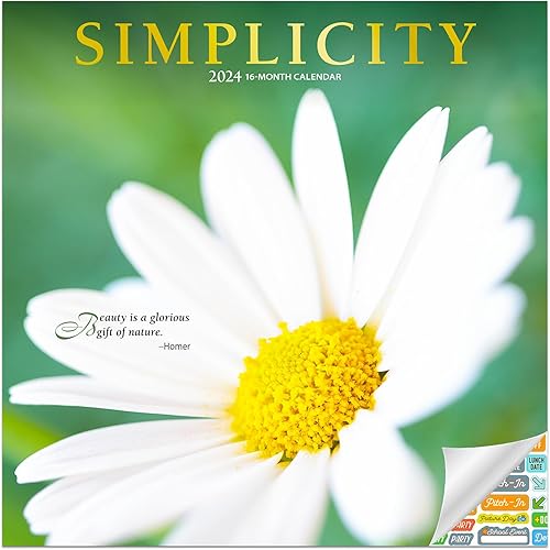 Simplicity Calendar 2024 Paquete de calendario de pared Zen de lujo 2024 con más de 100 calcomanías de calendario (regalos minimalistas,