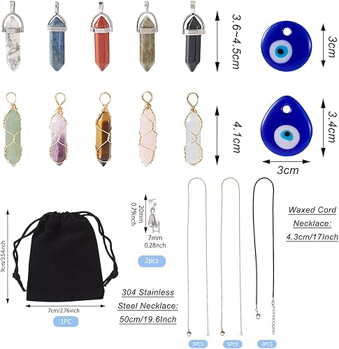 Miniatura 4 de pandahall Collares de piedras preciosas naturales de chakras curativos para mujeres y hombres, regalos vintage de moda, joyería de bruja espiritual