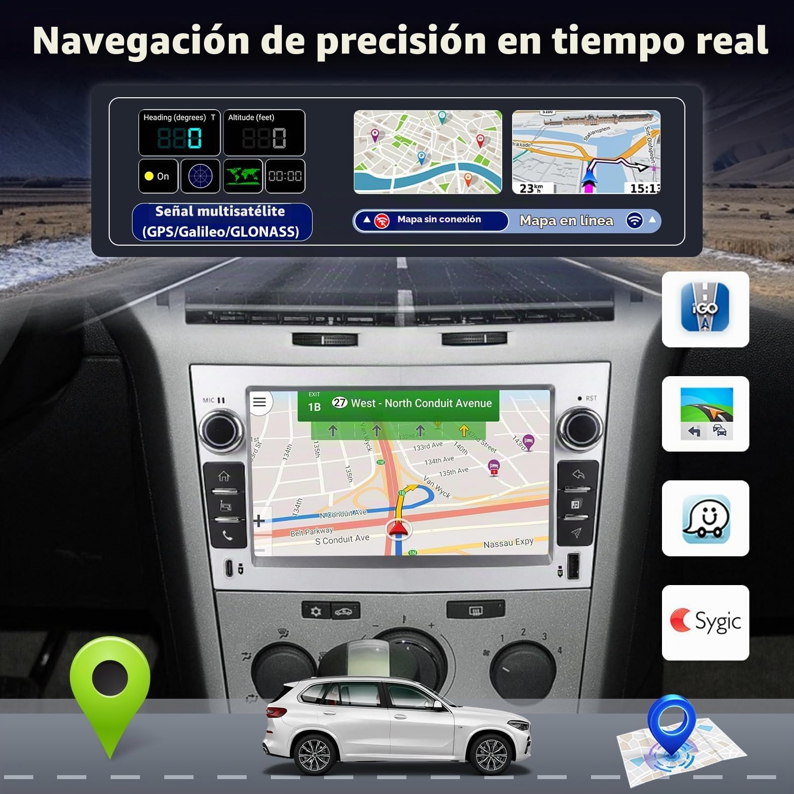 [4+64G] Radio Android para Opel Corsa Astra Zafira Meriva Vivaro Combo Tigra TwinTop: 7 Pulgadas Pantalla Táctil IPS con Carplay y Android Auto, 5G/WiFi, GPS, BT 5.0 + Cámara de Marcha Atrás
