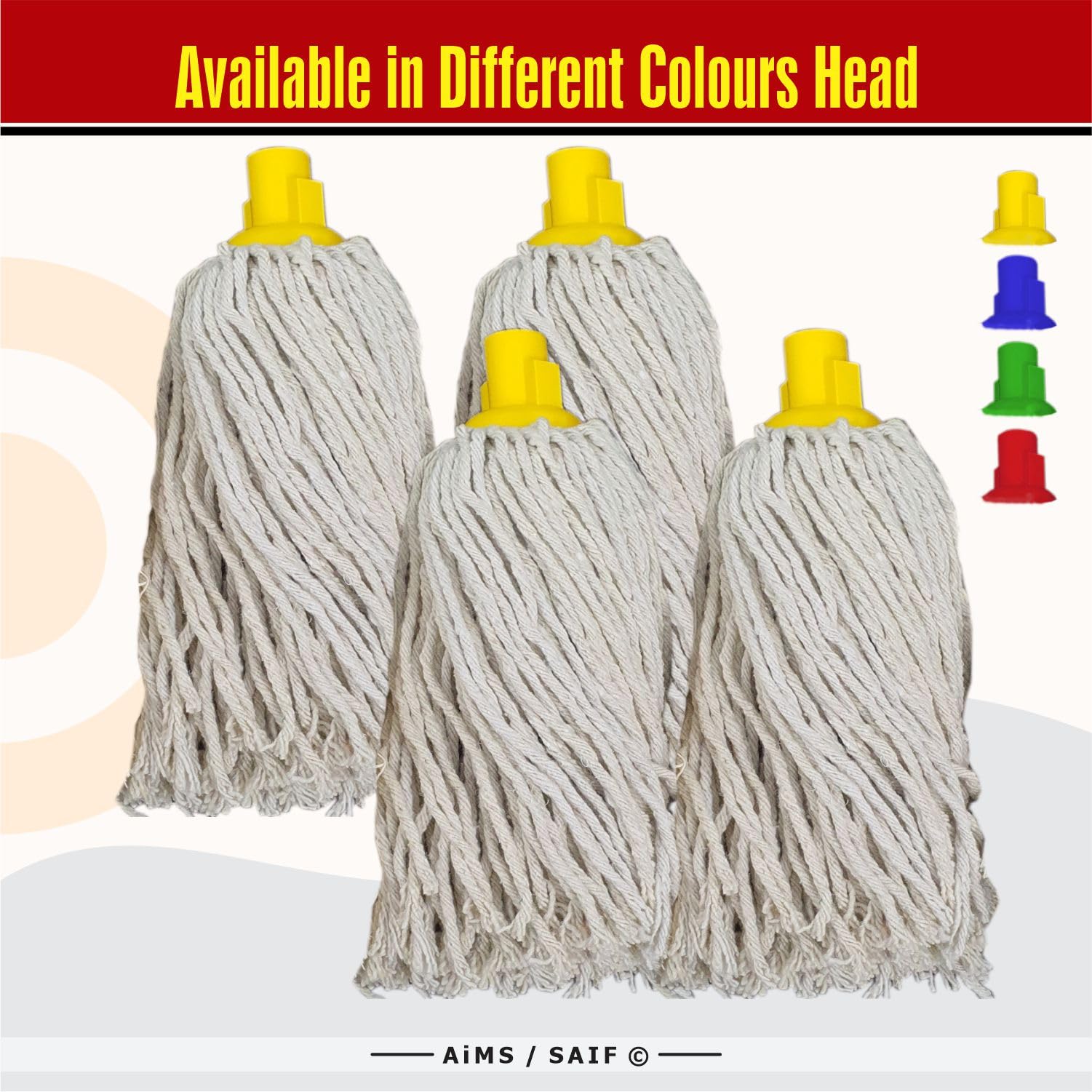 Socket Push 6 piezas paquete de plástico twINE cabeza de mopa Jumbo grande absorbente de hilo para uso diario en el hogar/trabajo, 350 g, extragrande)