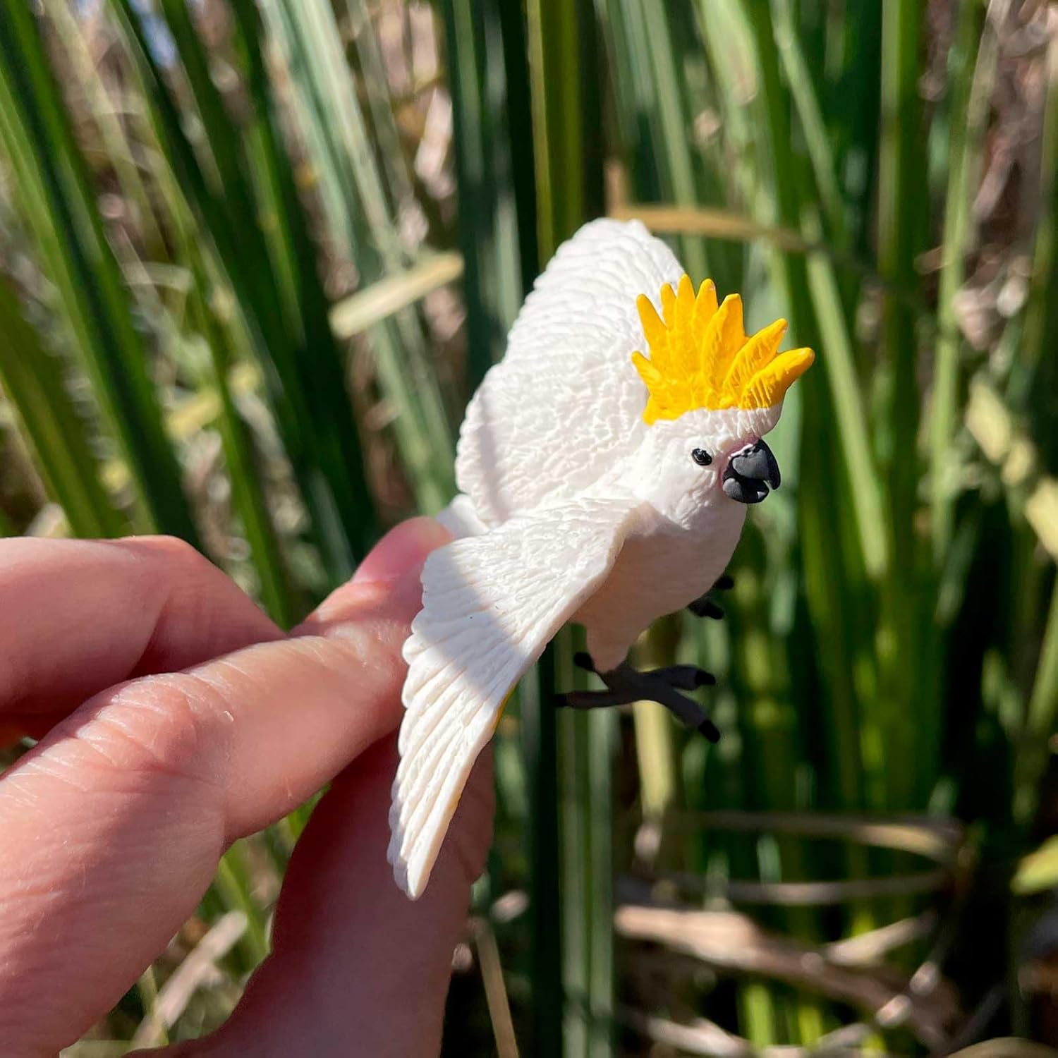 Hand-Painted White and Yellow Cockatoo Figurine