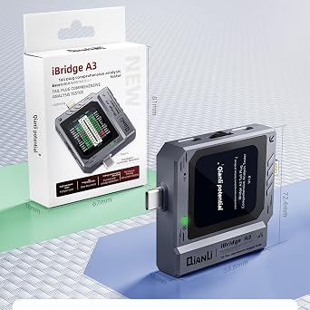 QianLi iBridge A3 Port Tester for iPhone Android,Lightning & Type-C | iBridge A3 Digital Tester.Interface Analyzer,Voltage Current Detector for Phone Tablet Charging Port Repair Diagnostic Tool