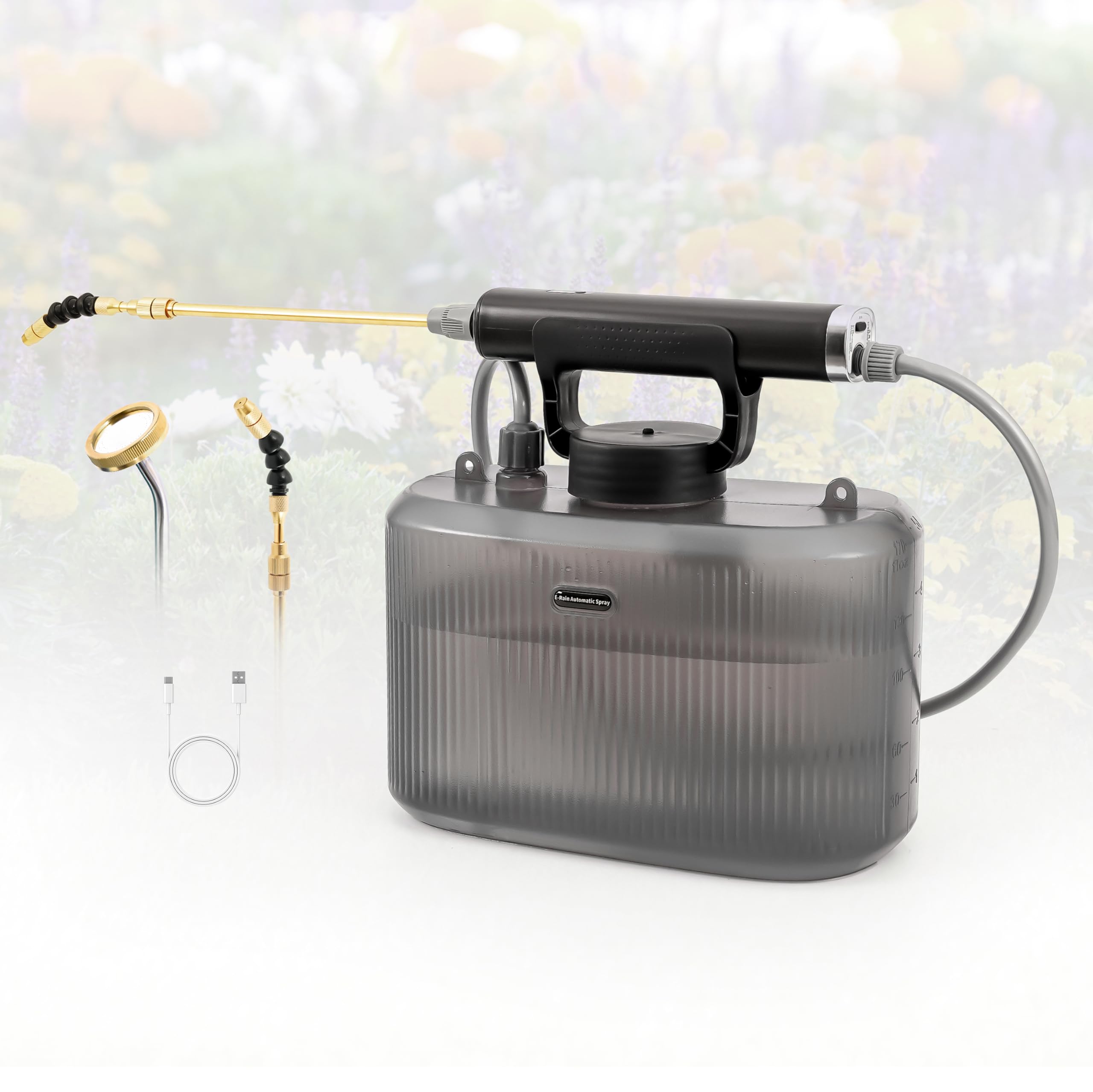 Brumisateur électrique Rechargeable USB 0.9 L – Buse Réglable, Pour Plantes Intérieur/extérieur