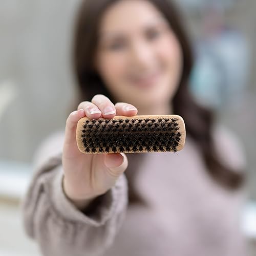 Miniatura 6 de GranNaturals Cepillo de pelo liso con cerdas de jabalí – Tamaño de la palma – Cepillo suave y suave para peinar, pulir y colocar el cabello plano