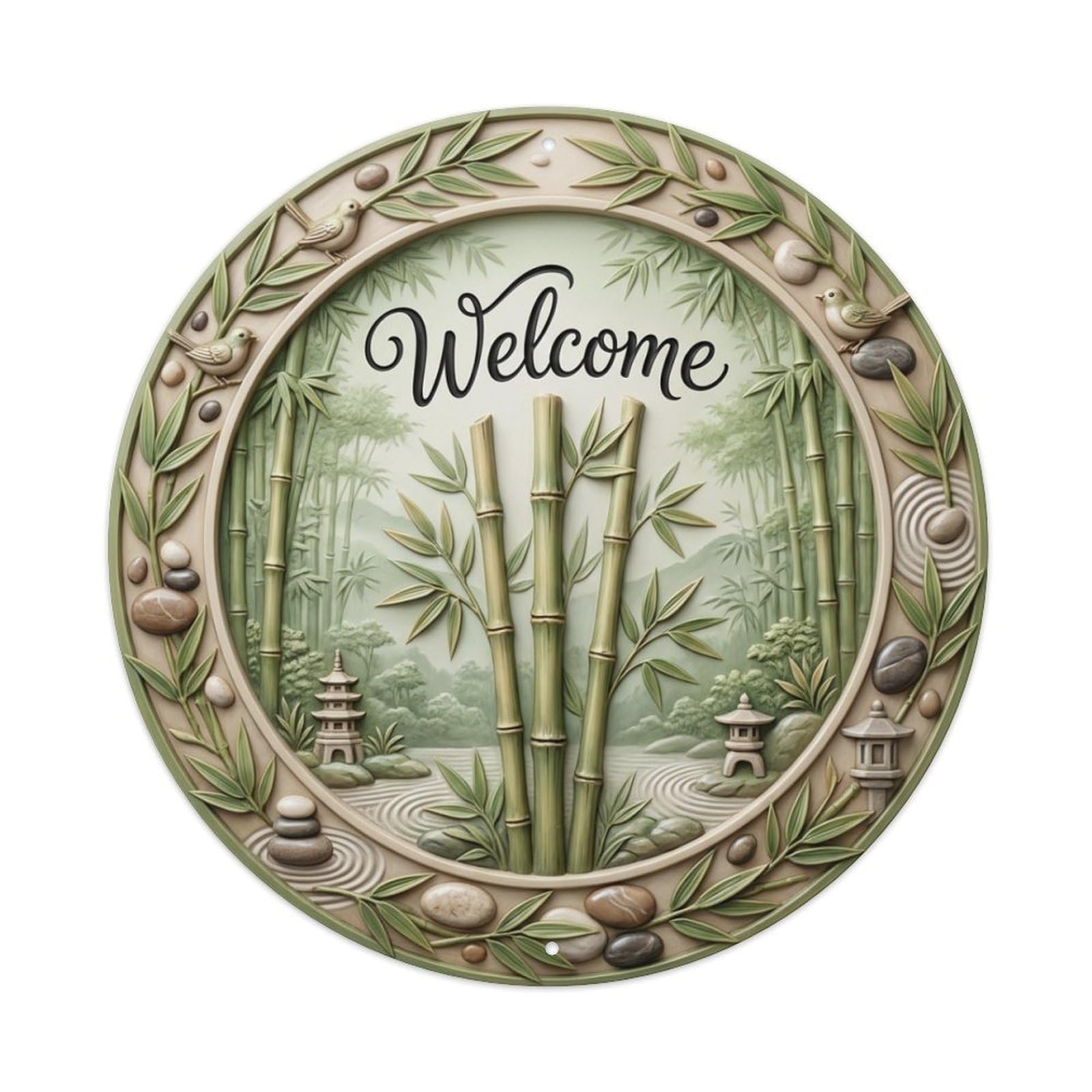 Tgrcjimh Style Metal Tin Sign Bamboo Grove Welcome Peaceful Zen