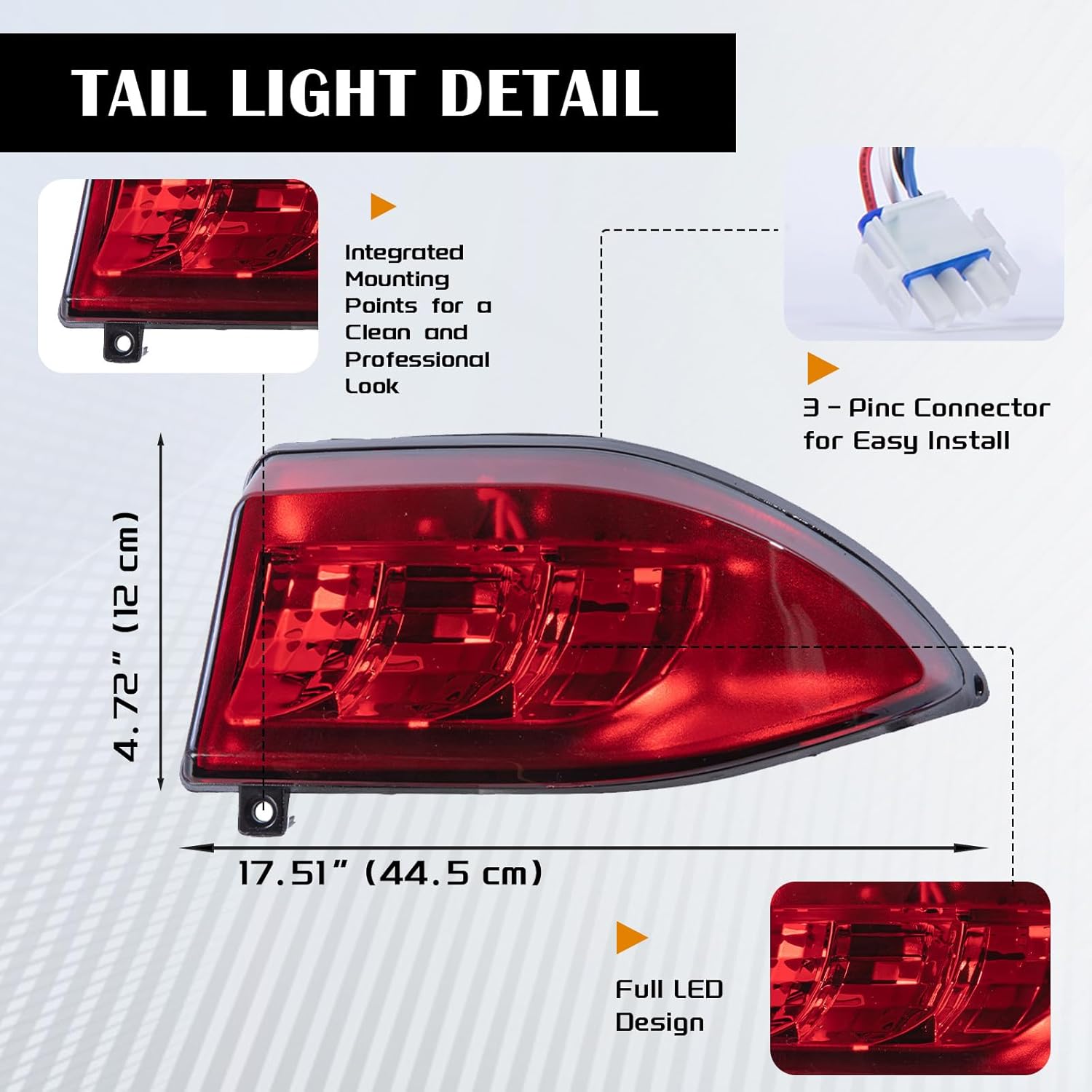Club Car Tempo LED Basic Light Kit 48V, 2 LED headlight, 2 LED taillight, 1 Basic wiring harness Instruction & hardware included, OEM Style